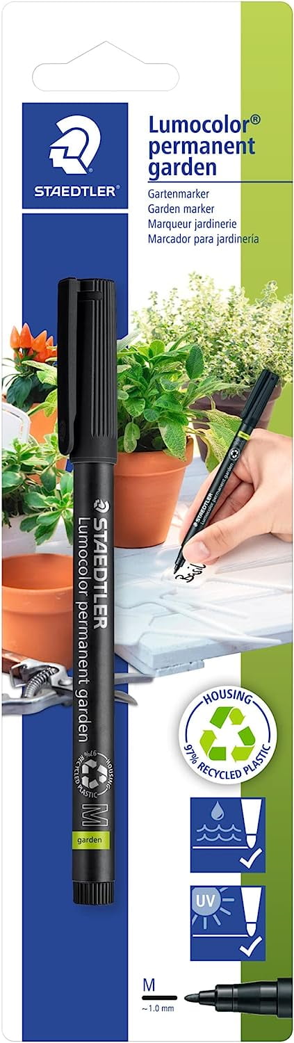 STAEDTLER Garden Marker Pen 319 Permanent Marker Outdoor Marker - Black Ink - Pack of 2