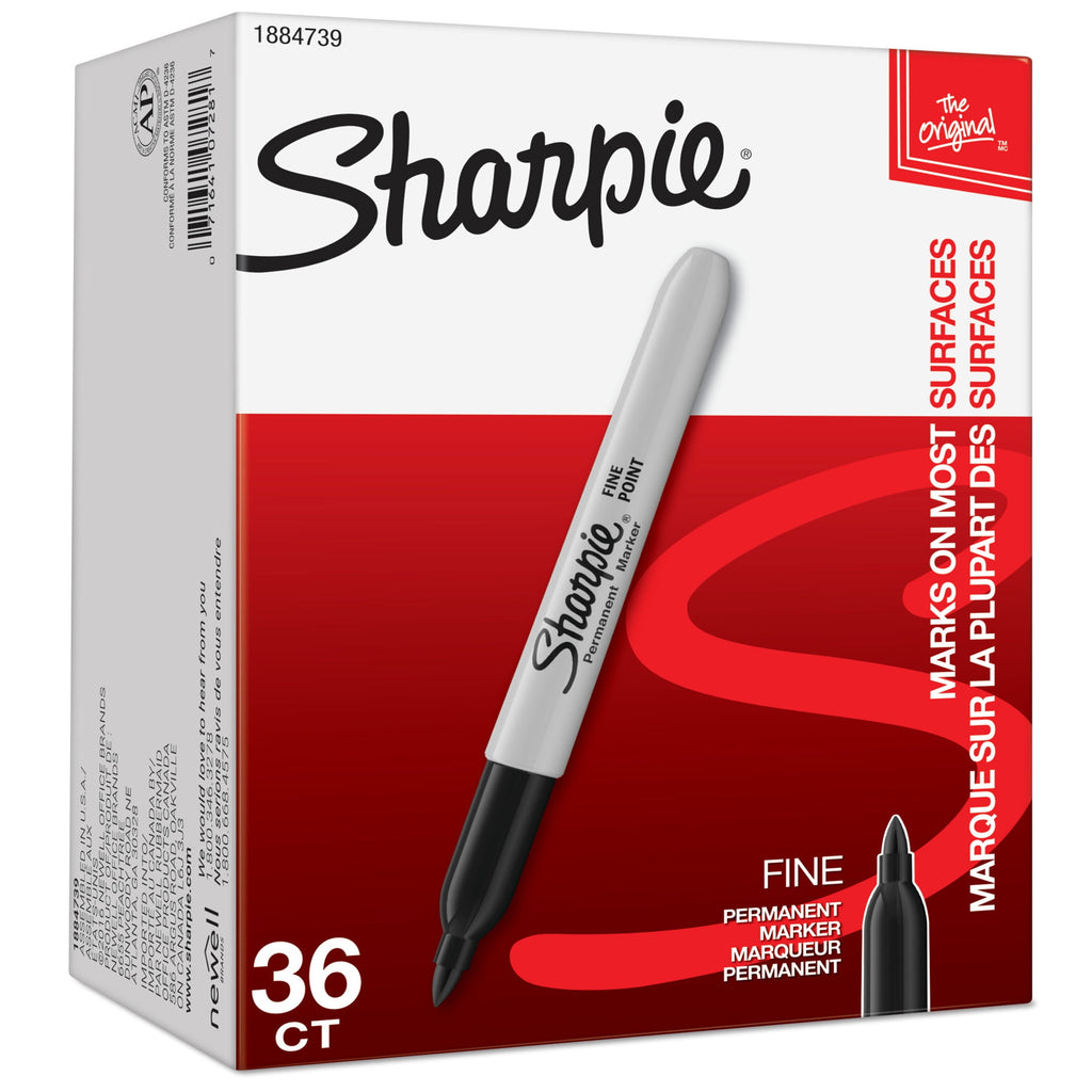 Sharpie Permanent Markers, Fine Point, Black, 36 Count