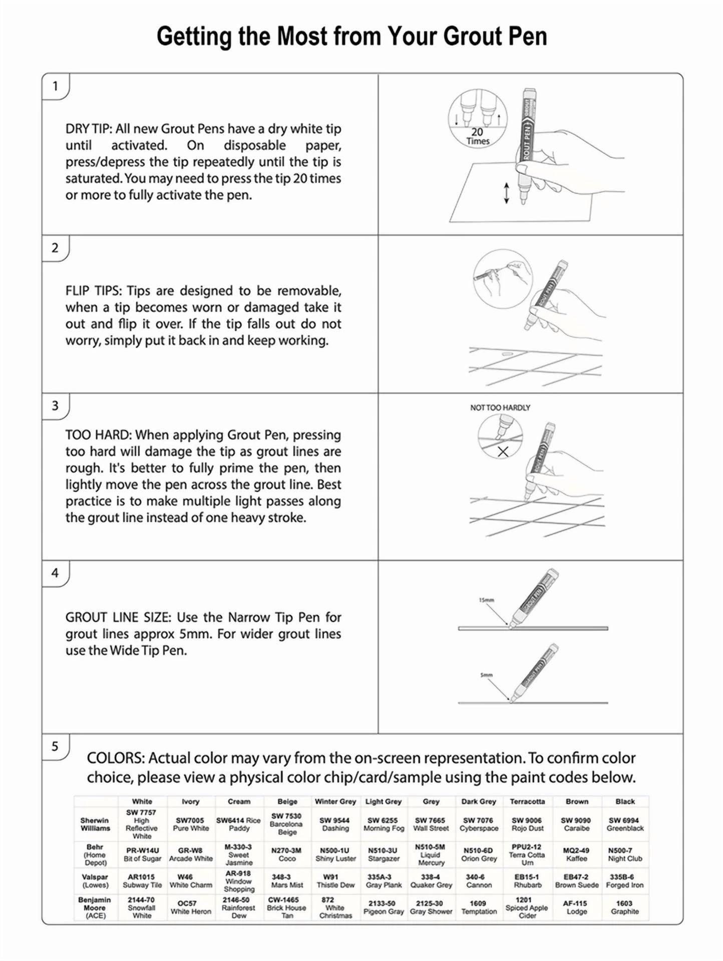 Grout Pen Tile Paint Marker Terracotta : Waterproof Tile Colorant Pen - Wide Tip