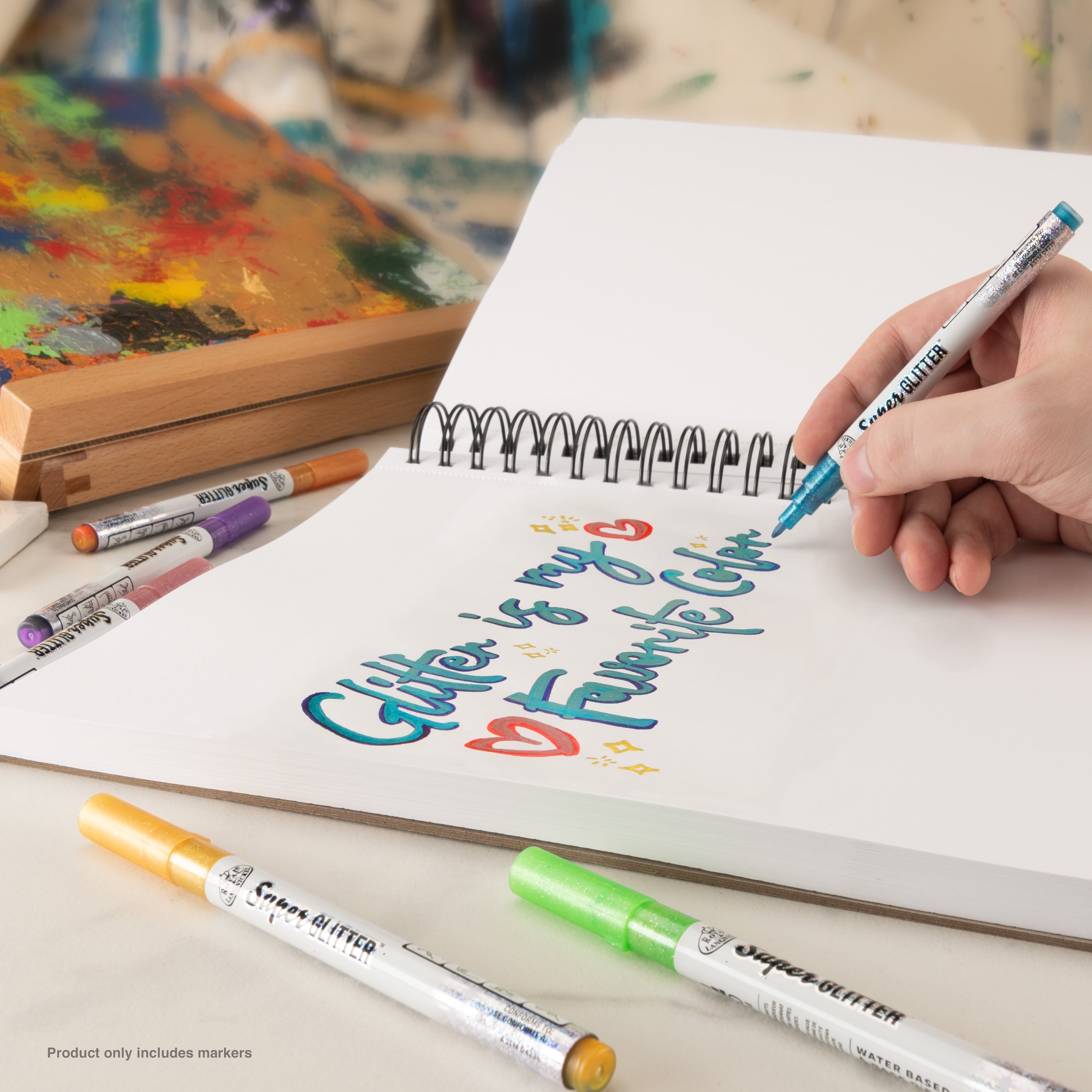 Royal & Langnickel -  6pc 1MM Super Glitter Marker Set, Primary Colors