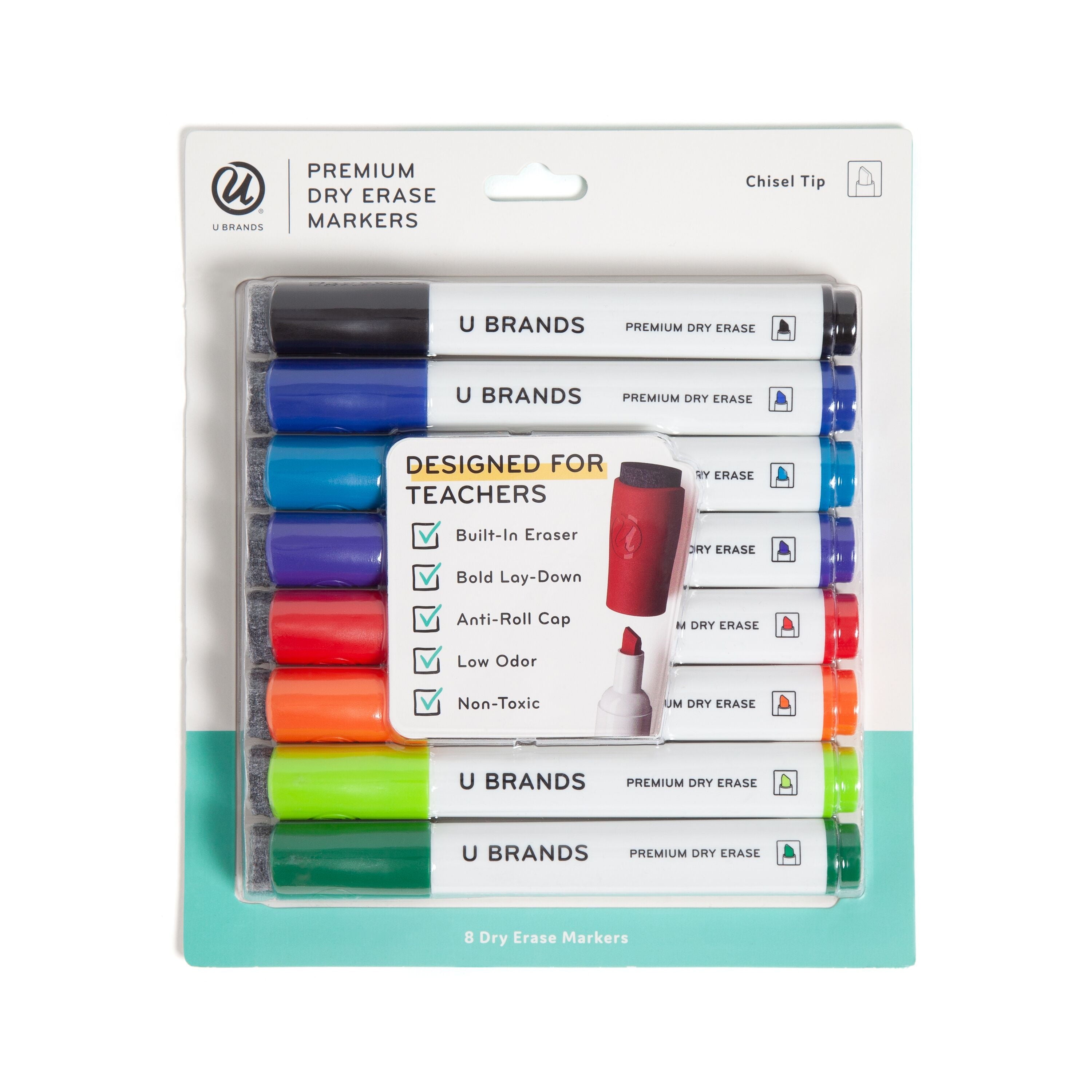 U Brands Dry Erase Markers, Chisel Tip, Multi-Color, 8 Count