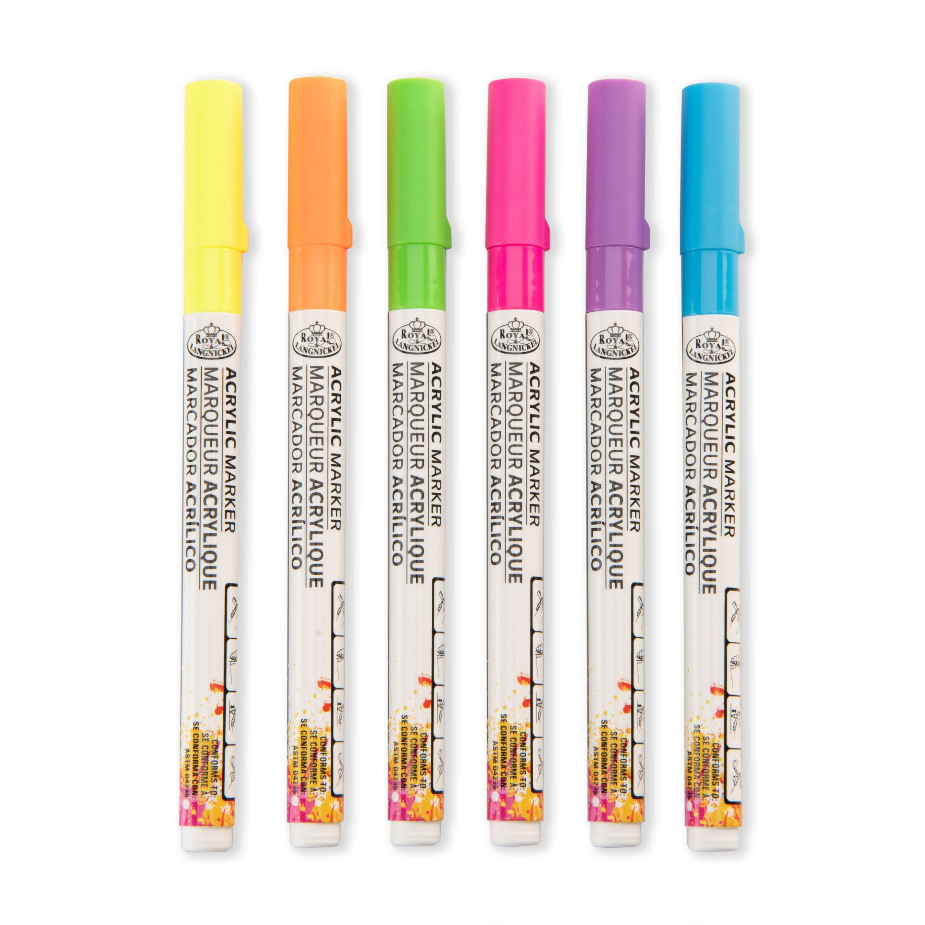 Royal & Langnickel 6 Piece Acrylic 1.2mm Neon Markers