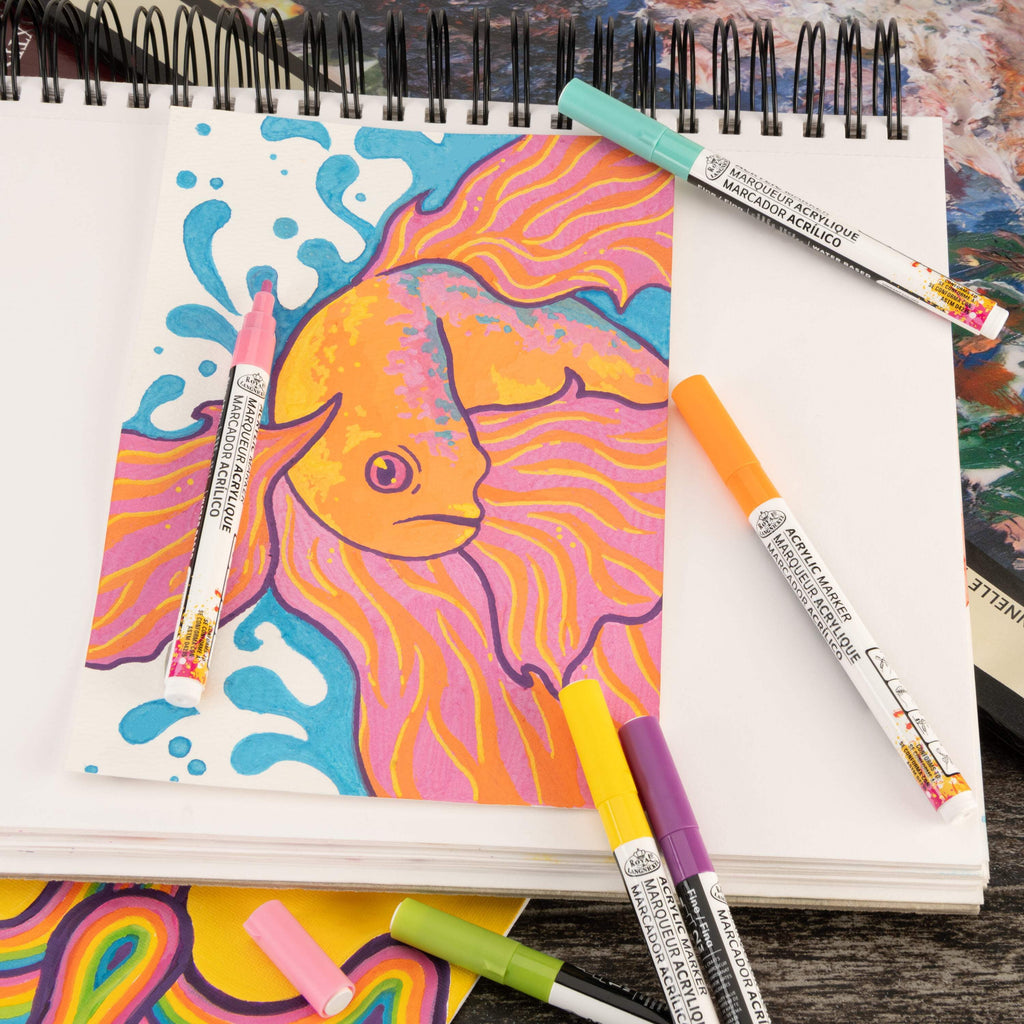 Royal & Langnickel 6 Piece Acrylic .2 mm Hue Markers