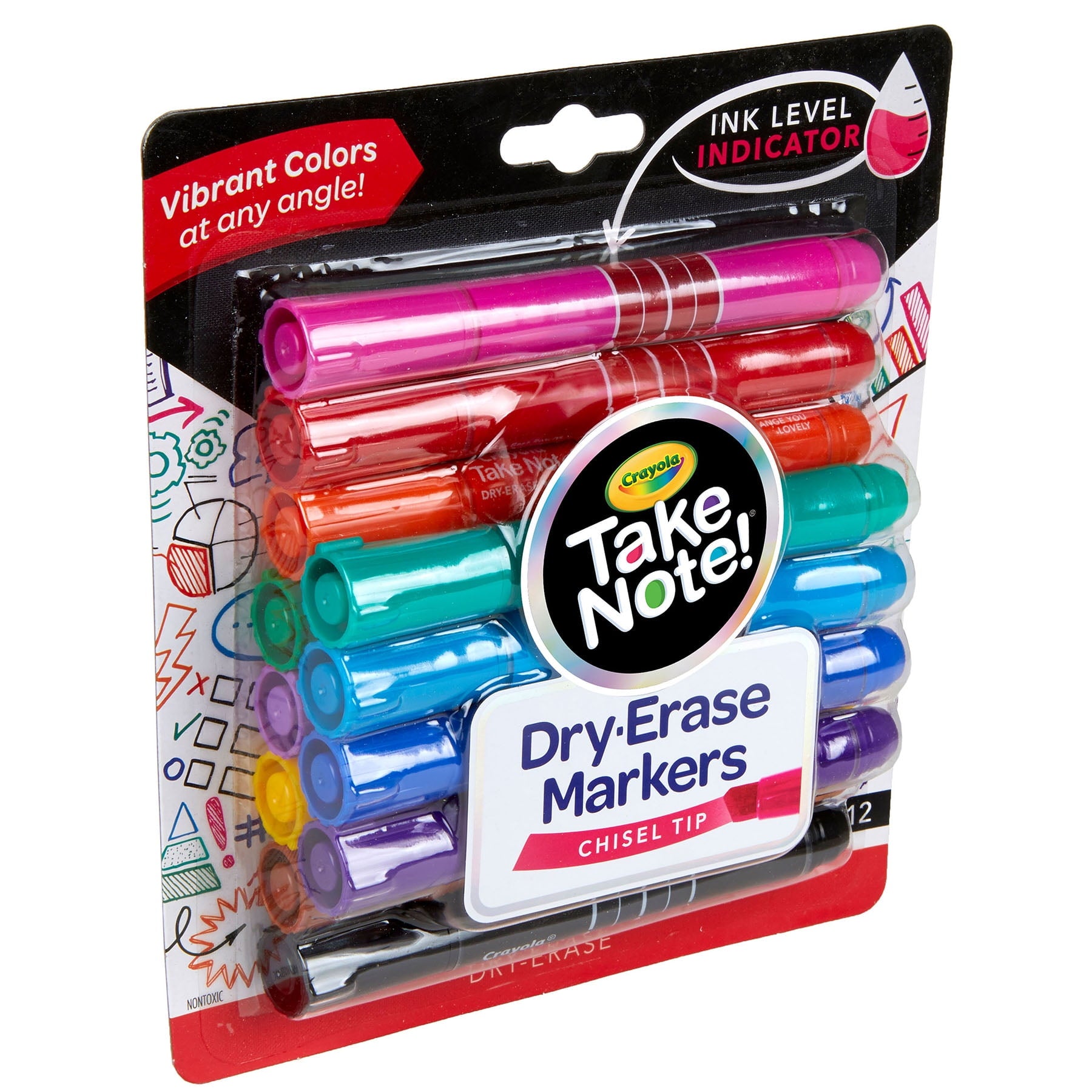 Crayola Take Note! Dry Erase Markers, Chisel Tip, 12 Count