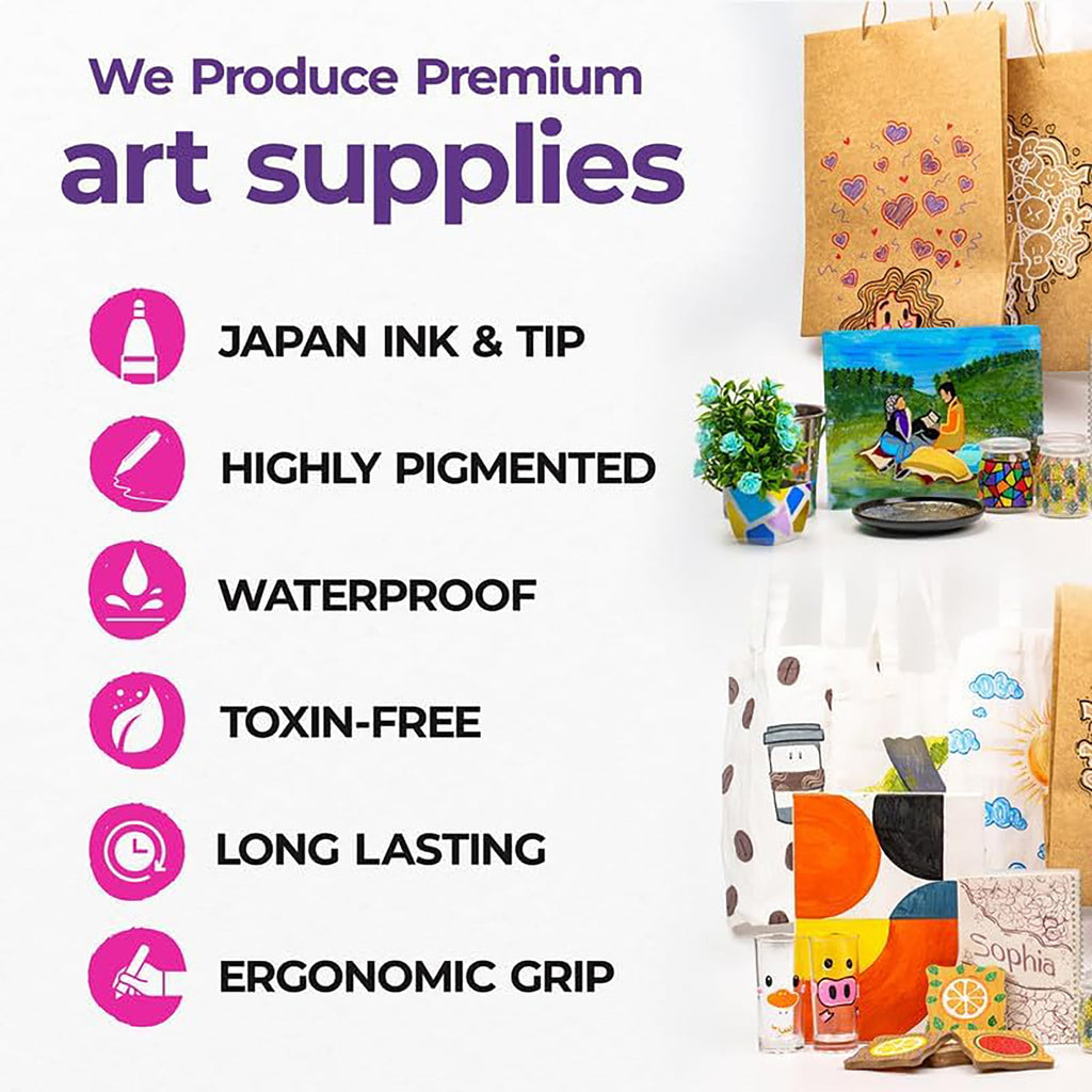 Pintar Art Pastel Acrylic Paint Pens, Medium Point Tip Brush Pens & Fabric Markers, 16 Count