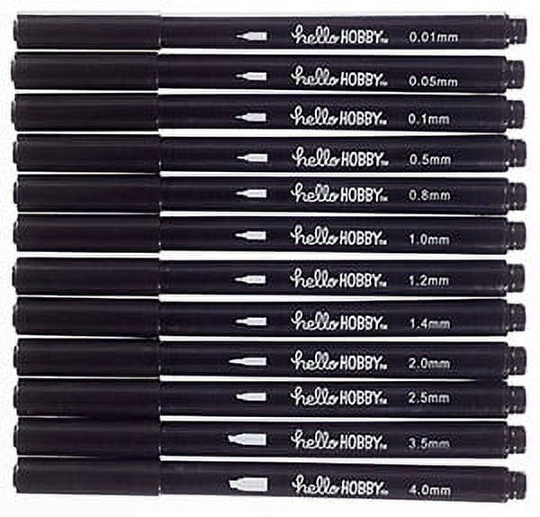 Hello Hobby Black Fine Line Marker Set, 12 Count Art Pens