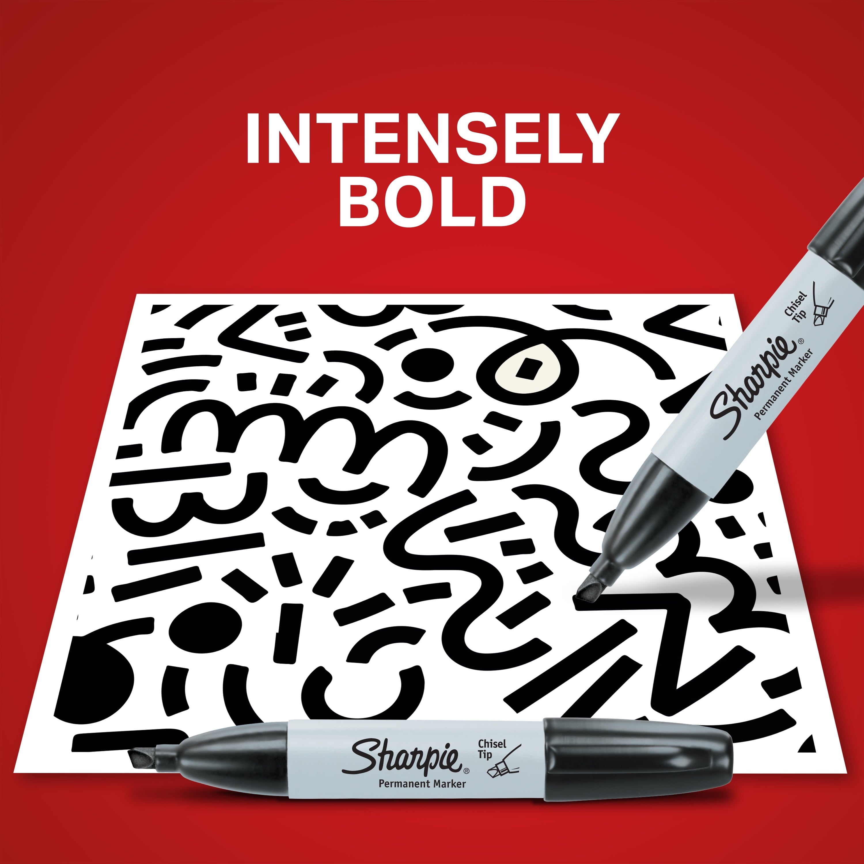 Sharpie Permanent Markers, Chisel Tip, Black, 4 Count