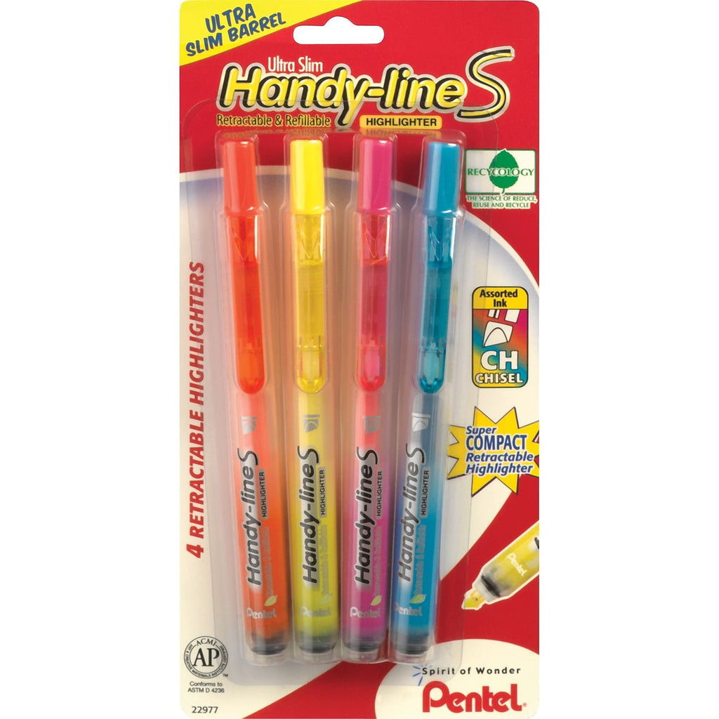Pentel Recycled Handy-Lines Slim Retractable Highlighters 698067