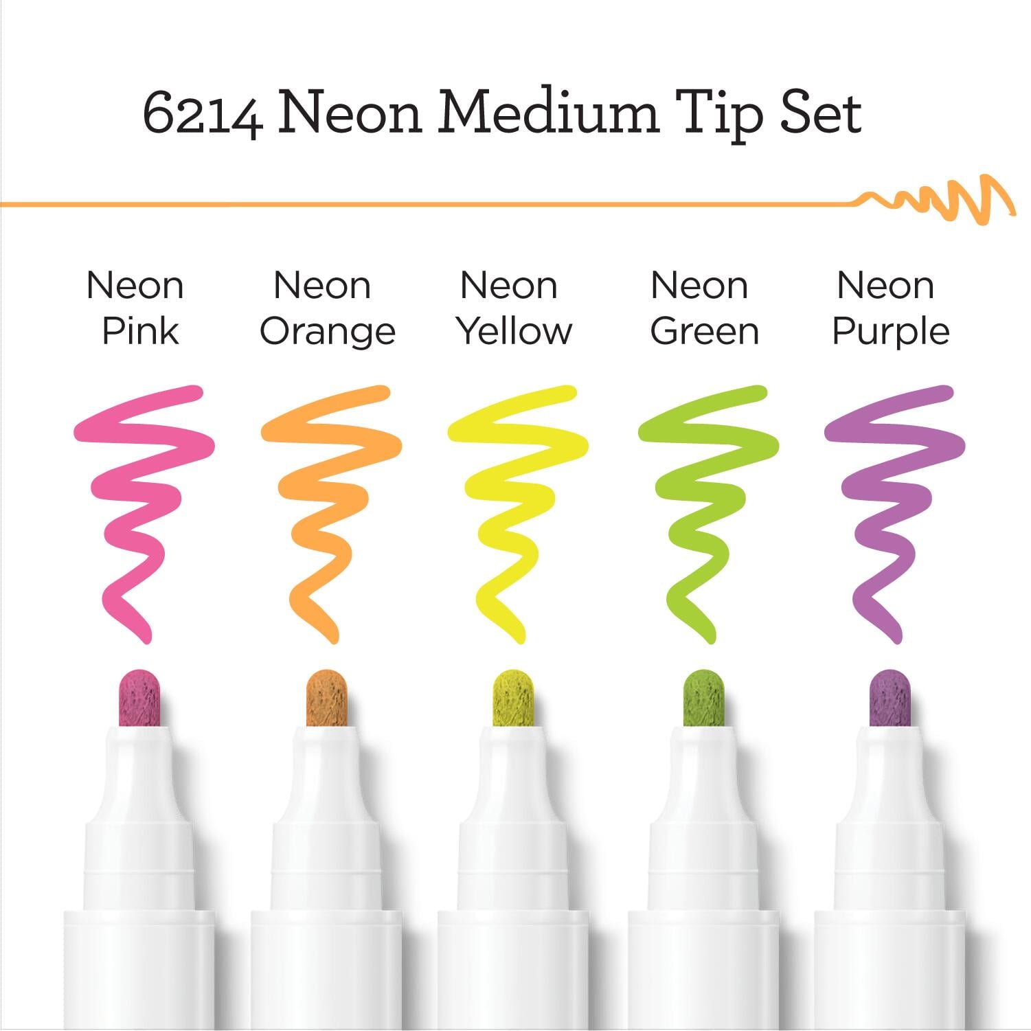 Apple Barrel Multi-Surface Medium Tip Paint Pens Set, Neon, 5 pc