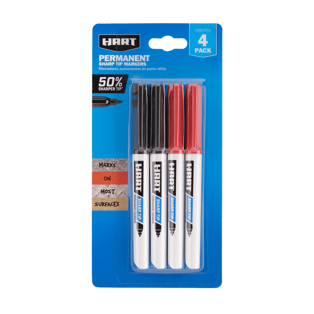HART 4-Piece Sharp Tip Permanent Markers