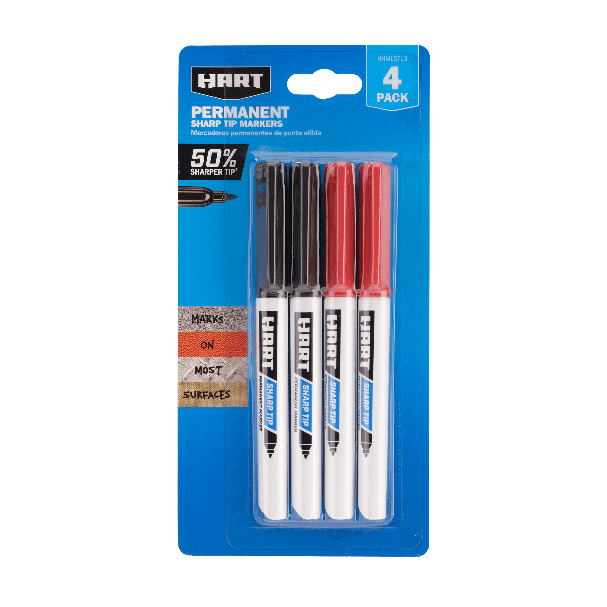 HART 4-Piece Sharp Tip Permanent Markers