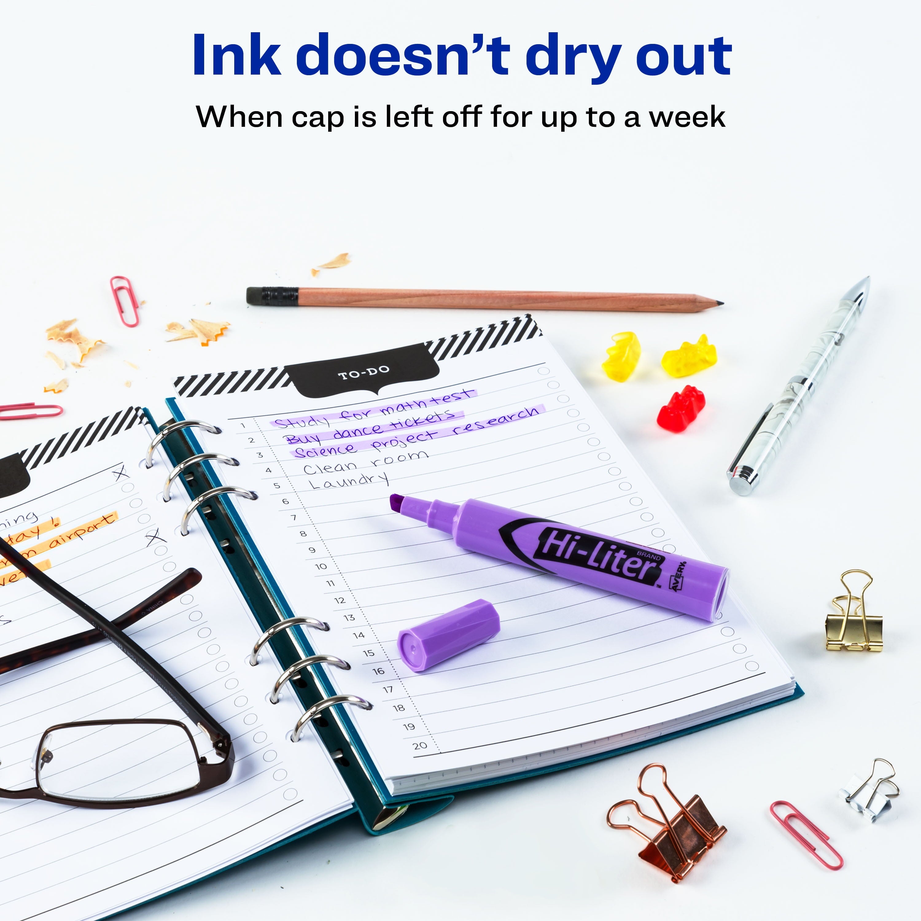 Avery Hi-Liter Desk-Style Highlighters, SmearSafe, Chisel Tip, 1 Fluorescent Purple Highlighter (24060)