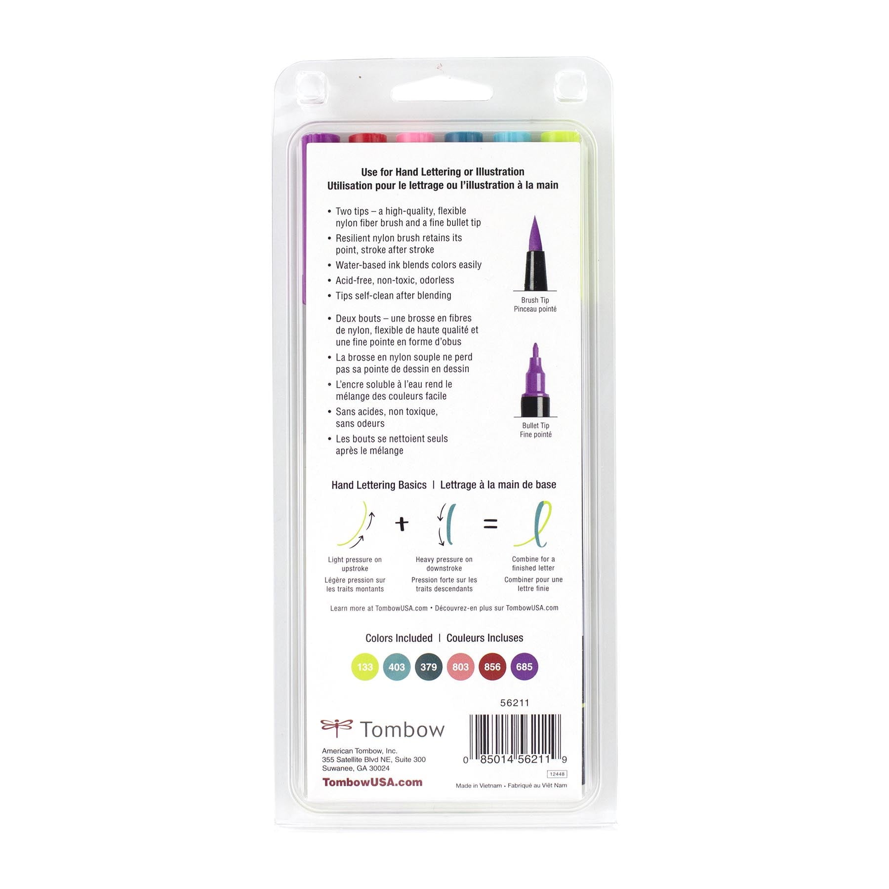 Tombow Dual Brush Pen Art Markers, Tropical Color Palette, 6 Pack