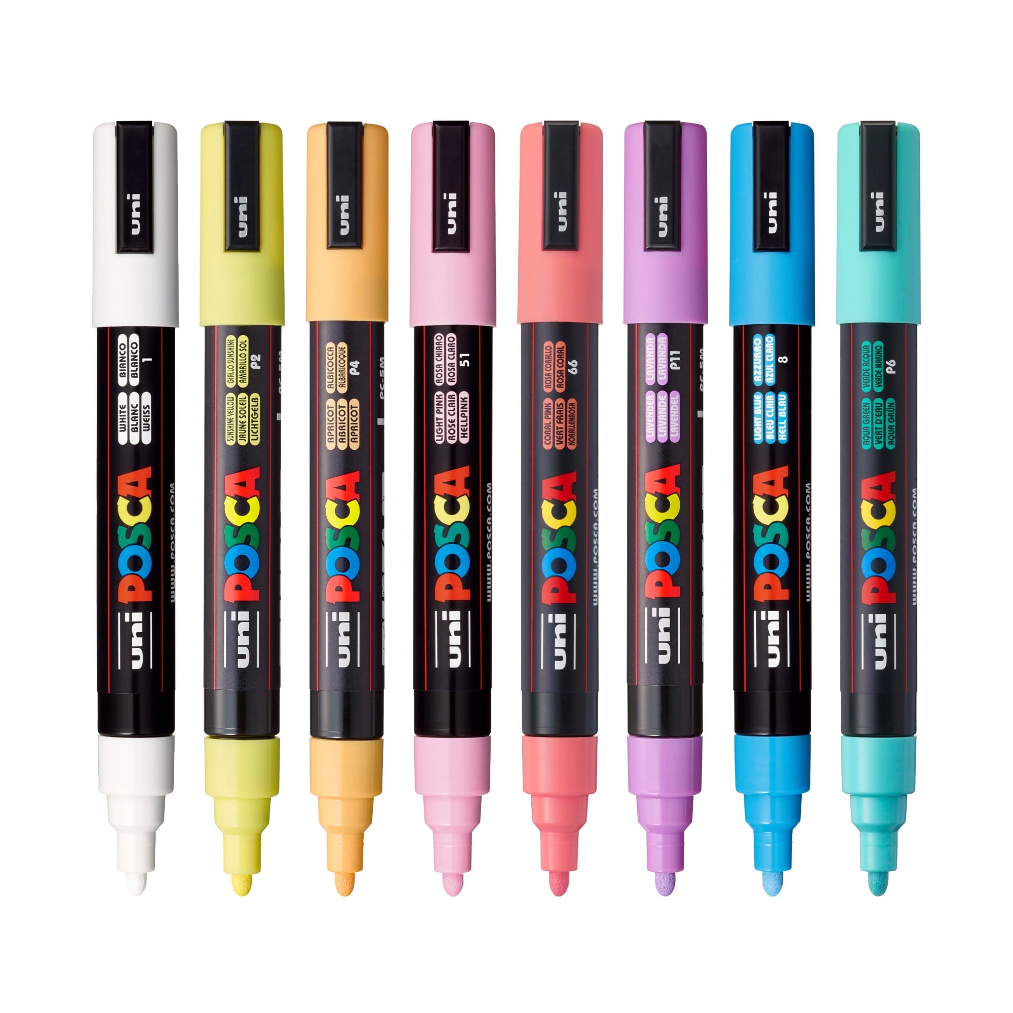 POSCA 8-Color Paint Marker Set, PC-5M Medium, Soft Colors