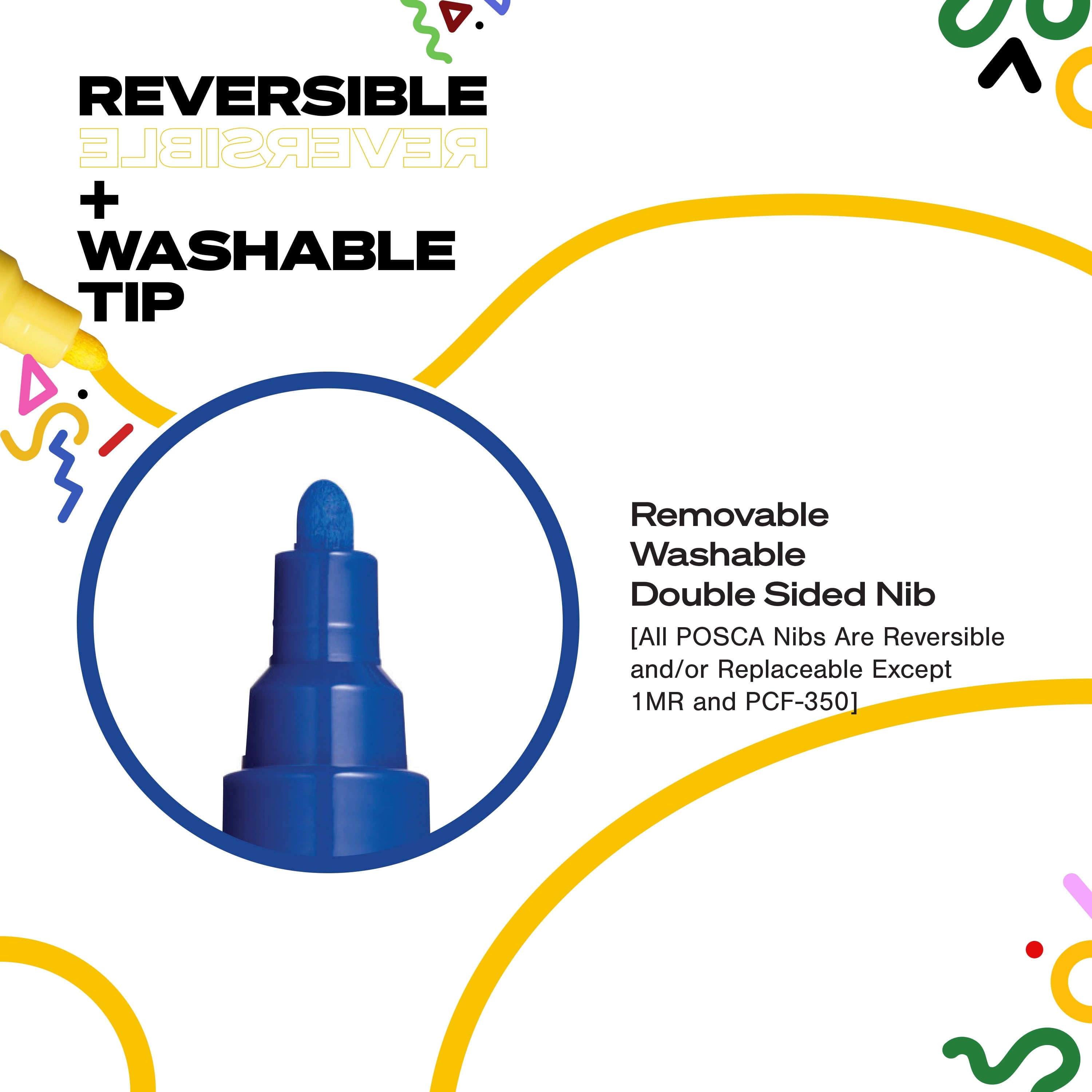 Uni POSCA PC-8K Water-Based Markers, Broad Tip (8mm), Assorted Ink Colors, 15 Count