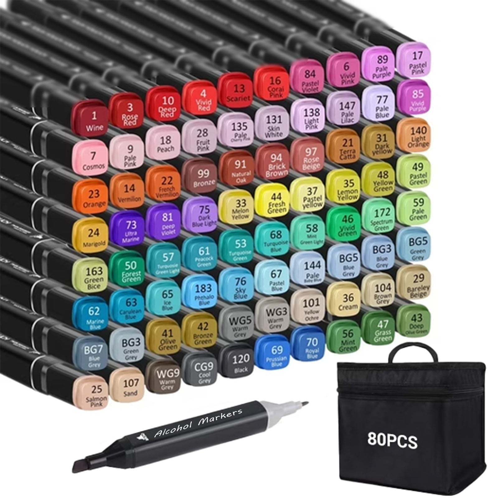 Alcohol Markers, ANUNU 80 Colors Dual Brush Tip Art Markers, Coloring Marker, for Book Painting Card Making, Christmas gift