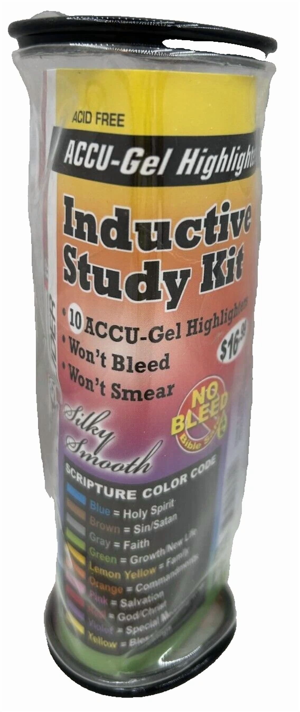 Accu-Gel Inductive Study Kit 10 Assorted Color No Bleed Highlighters Travel Bag