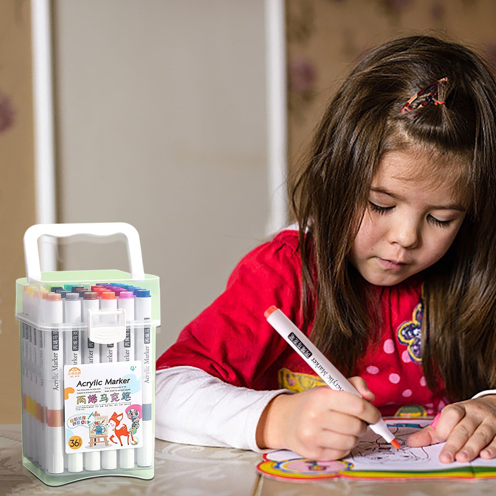 Acrylic Marker For 's Large Capacity Washable Non-permeable Watercolor Pen Art 24 Colors Can Be Stacked 60ml