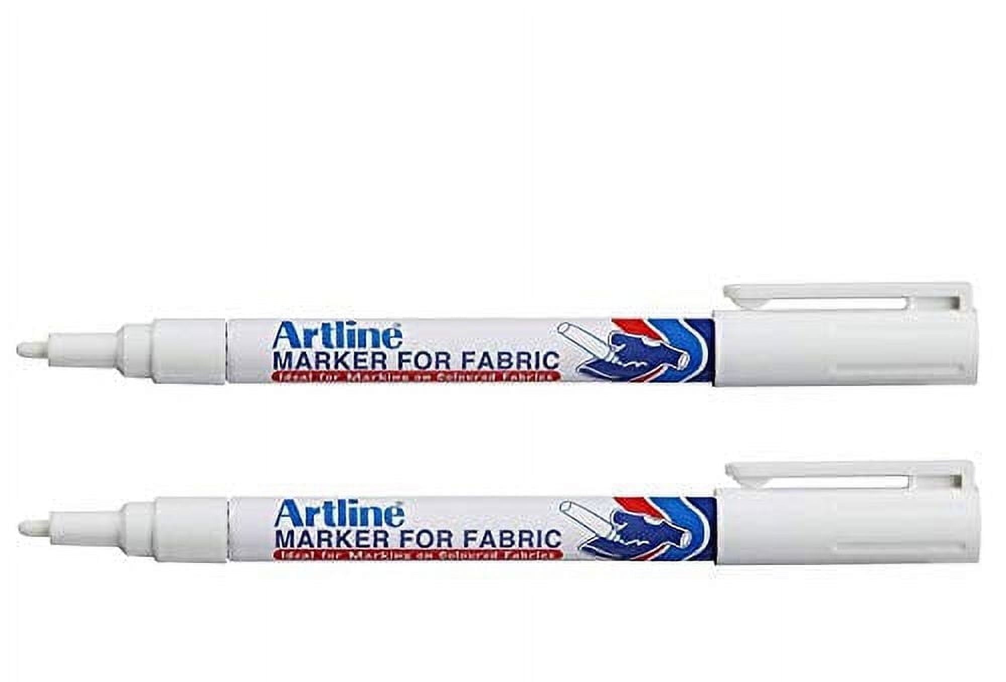 Artline Permanent Fabric Markers, Fine- Point, White, 2 Count Pack