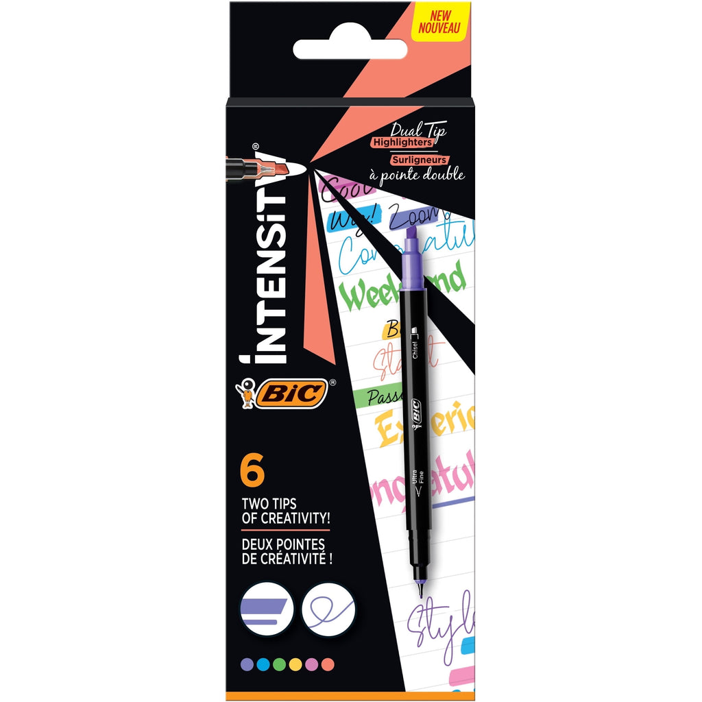 BIC Intensity Dual Tip Highlighter Medium & Broad Point Assorted Ink 6/Pack (HLPDT6-AST)