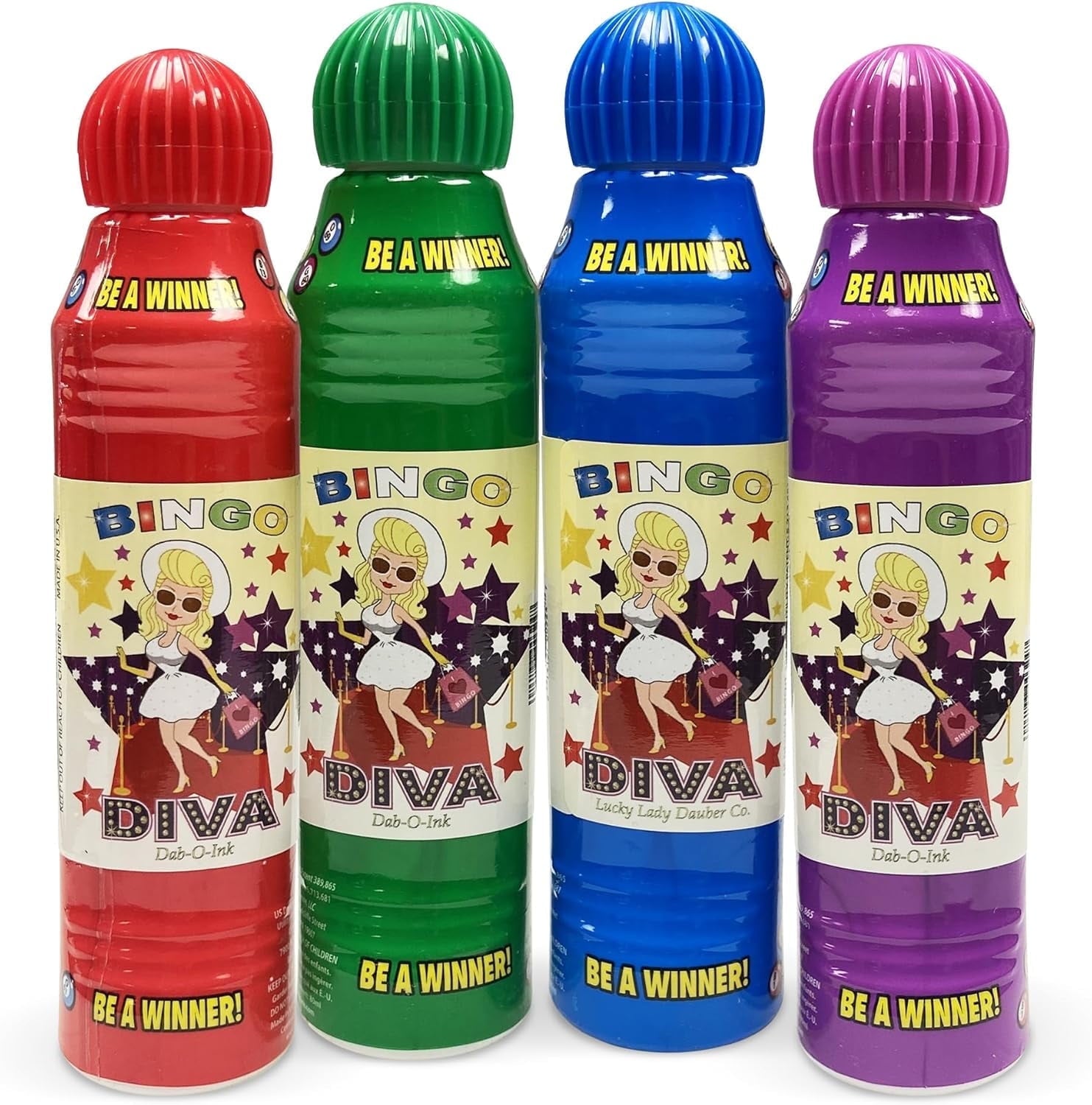 Lucky Lady Dauber Co. Bingo Daubers Value Pack with Bingo Markers, Bingo Dotters, Assorted Colors, 4 Count