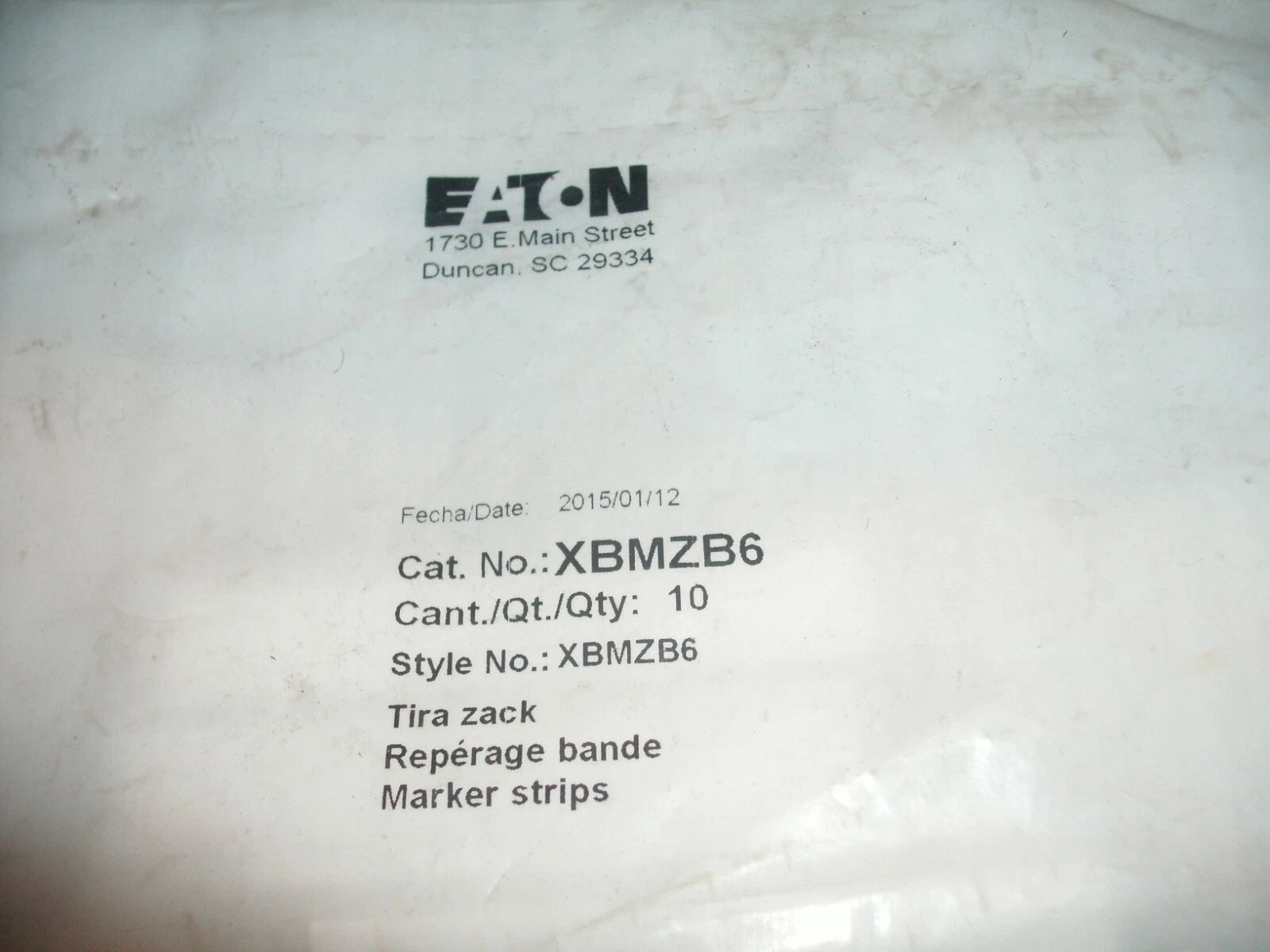 Bag Of 10 Eaton Xbmzb6 Unprinted Marker Strip - 5 Available