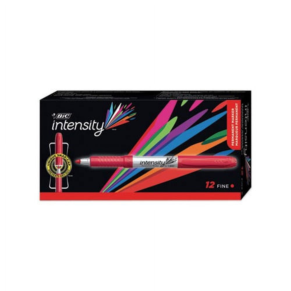 Bic Marking Fine Tip Permanent Marker Rambunctious Red Dozen GPM11RD