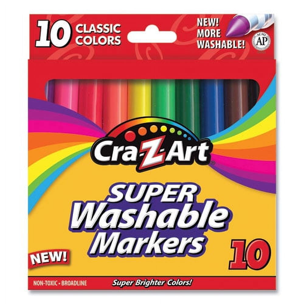 Cra-Z-Art Super Washable Markers, Broad Bullet Tip, Assorted Colors, 10/Set | Bundle of 2 Sets