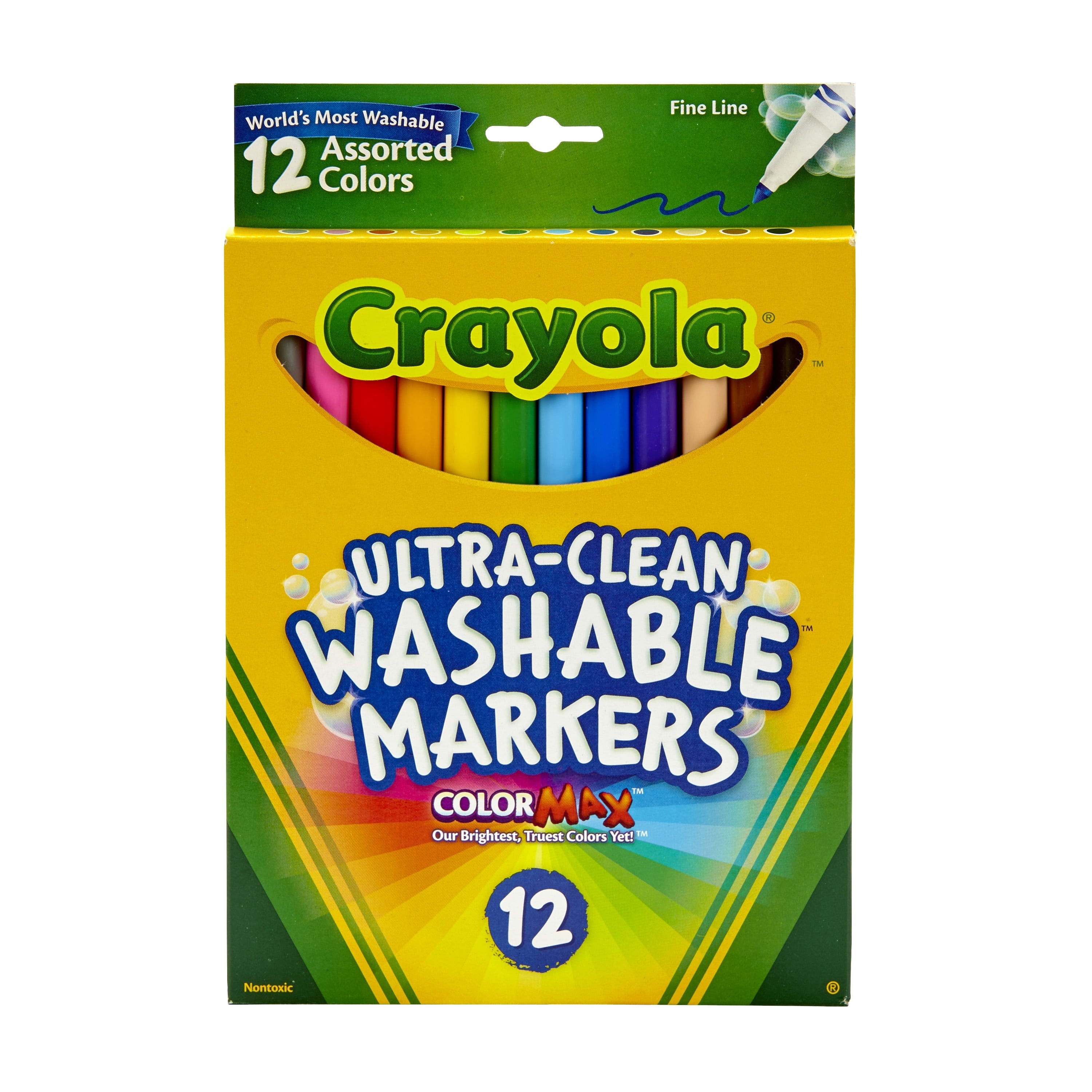 Crayola 12ct Fineline Washable Marker Set, School Supplies, Beginner Child