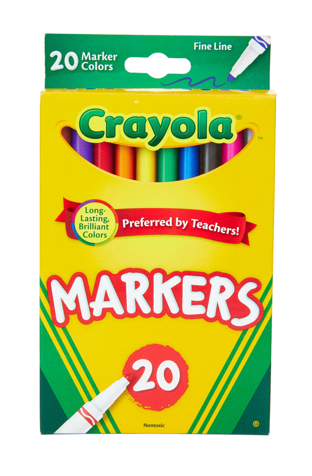 Crayola 20 Ct Fine Line Classic Markers, Classroom Supplies for Teachers, Back to School Supplies for Kids