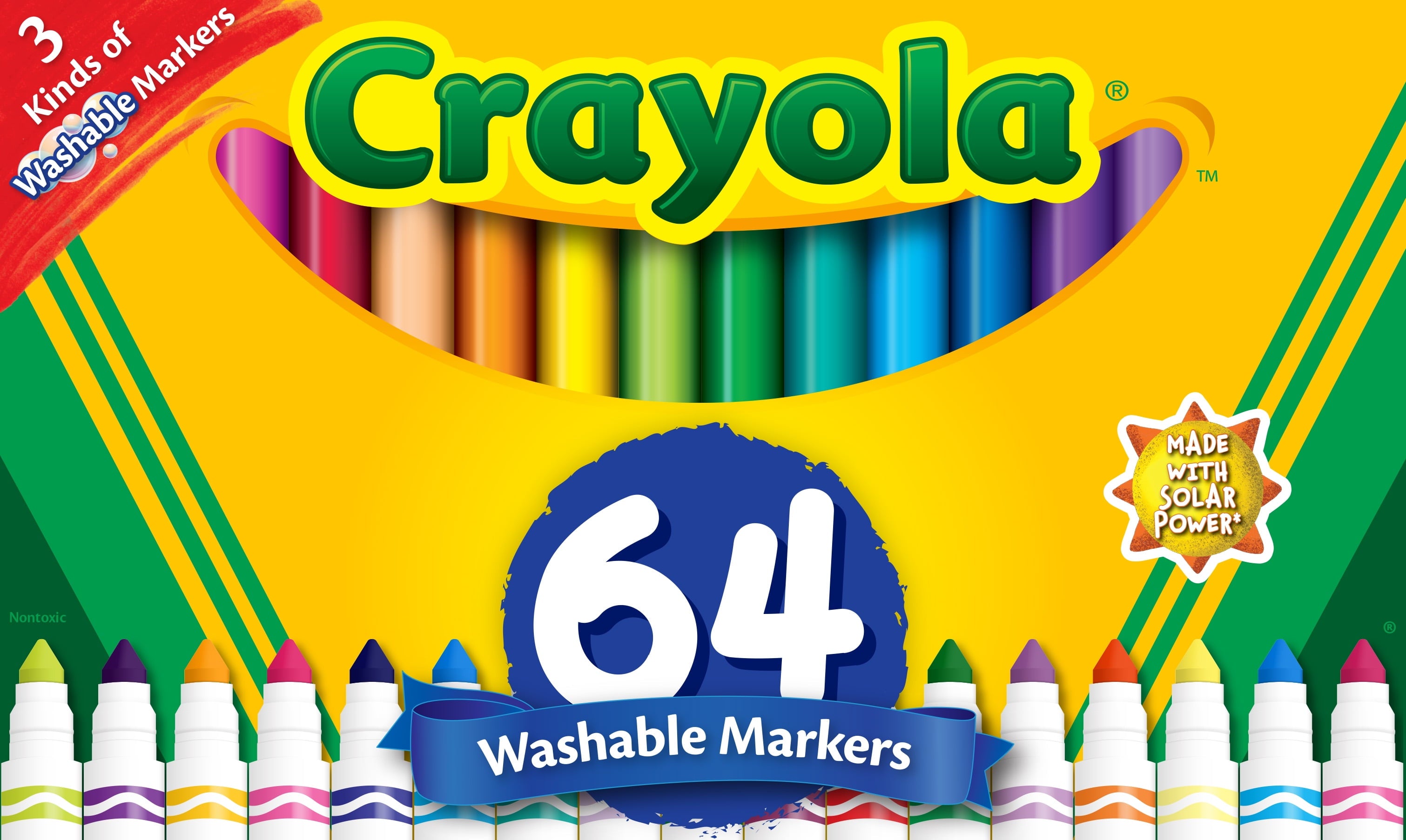 Crayola Washable Broad Line Markers with Gel FX Markers, 64 Count