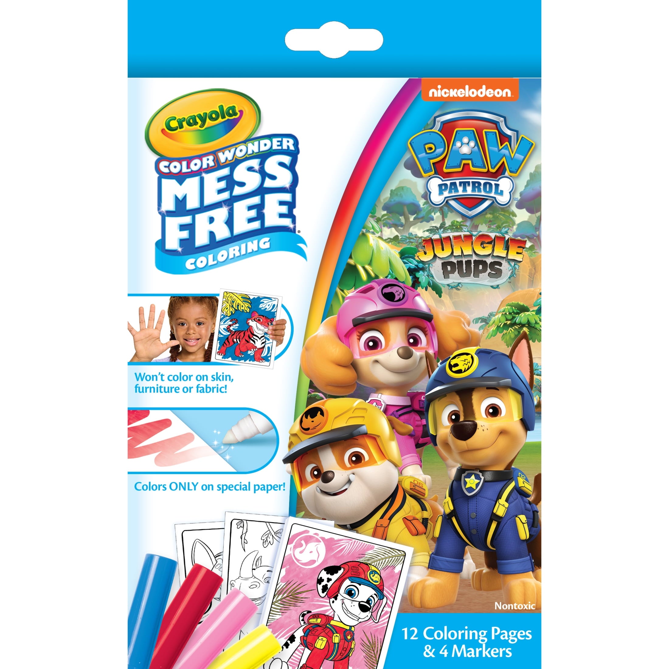 Crayola Color Wonder Paw Patrol Mini Box Set, 12 Coloring Pages & 4 Mess Free Markers, Gifts for Toddlers 3+