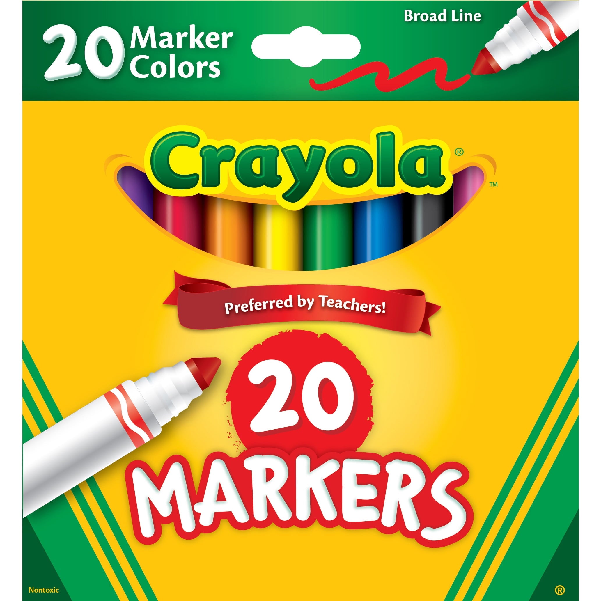 Crayola Broad Line Markers, 20 Ct Classic Colors, School Supplies for Teachers and Kids, Classroom Supplies