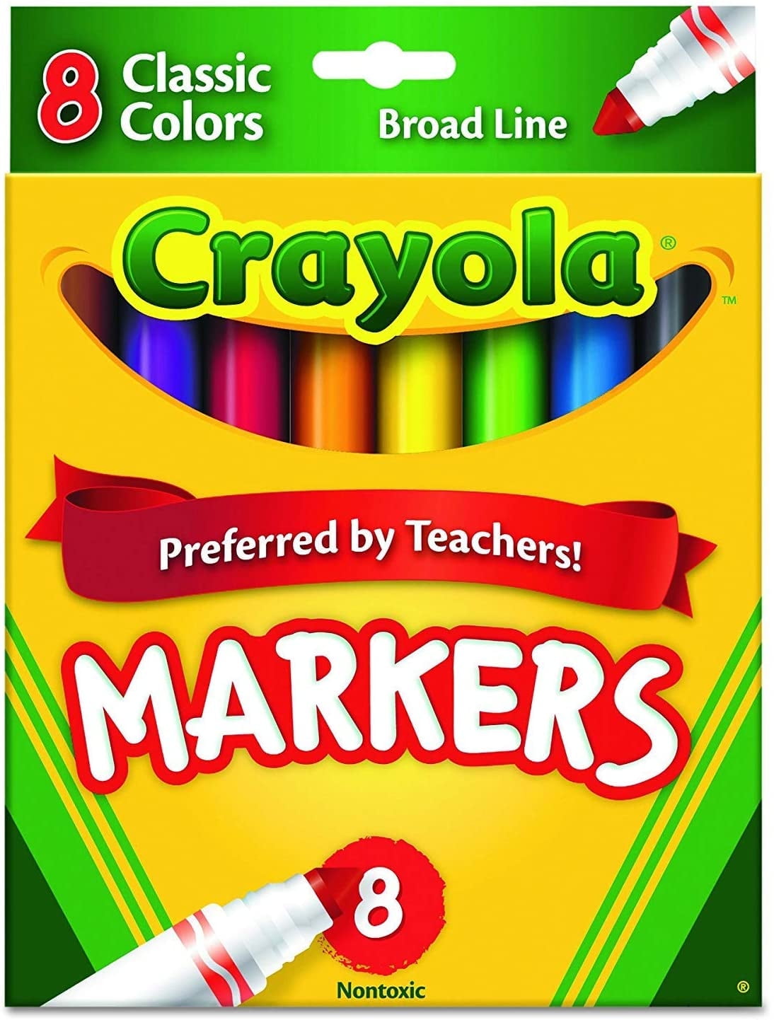 Crayola Broad Line Markers, Assorted Colors, 8 Count
