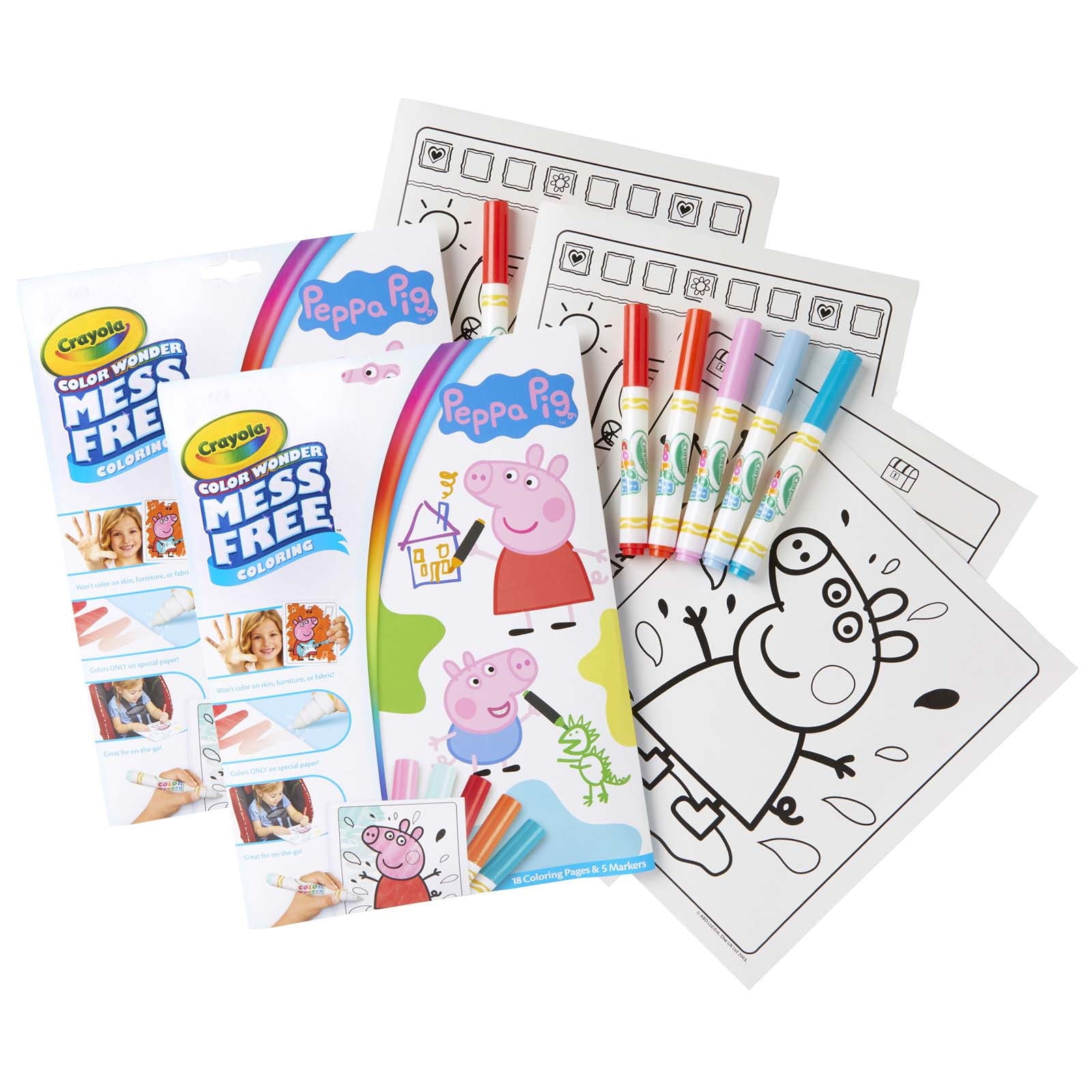 Crayola Color Wonder Mess Free Coloring Pad & Markers, Peppa Pig, 2 Sets