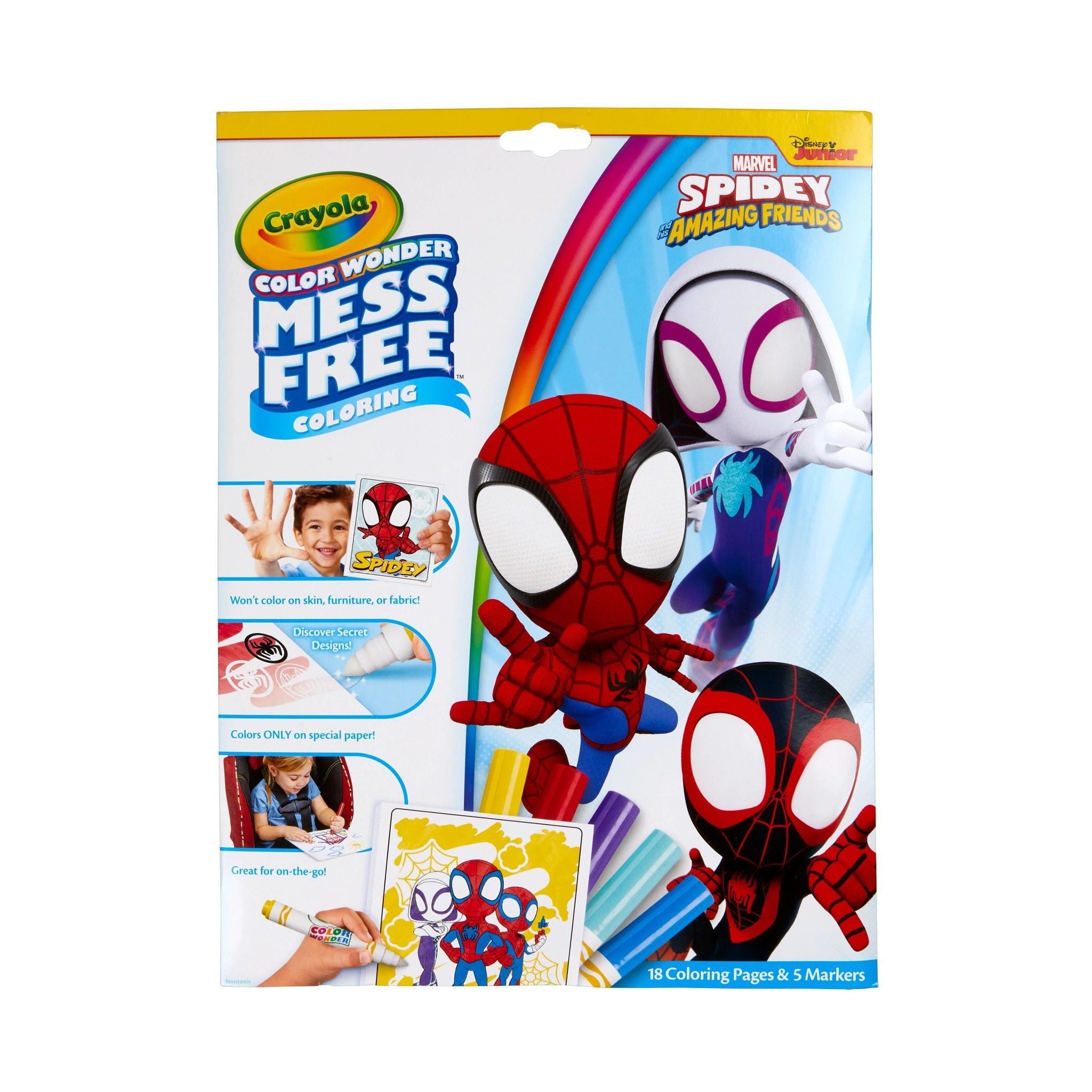 Crayola Color Wonder Mess Free Coloring Pages & Markers, Spidey & His Amazing Friends Art Supplies, Travel Activity, Spiderman Gift for Kids, 3+
