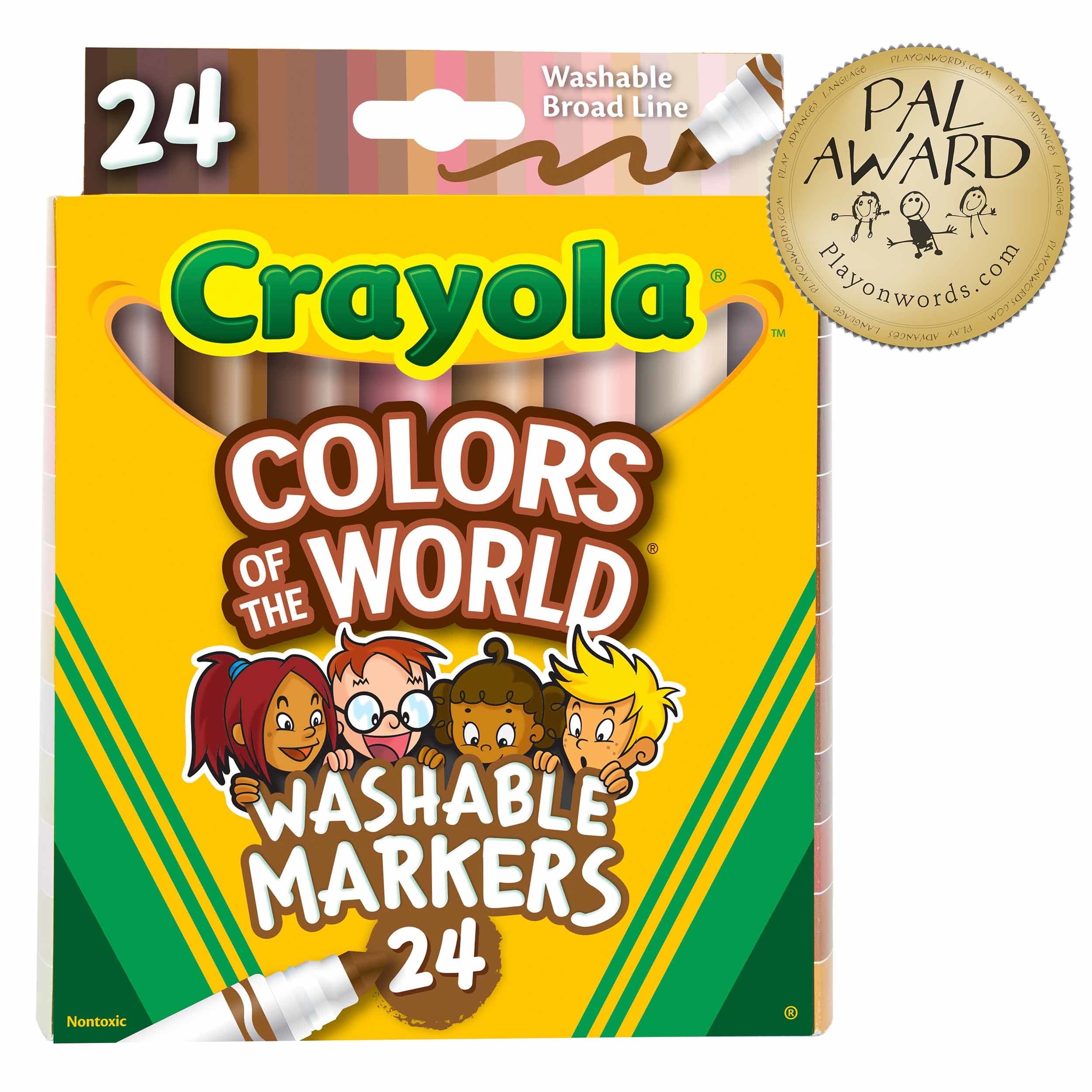 Crayola Colors of the World Art Markers, 24 Ct, Kids Stocking Stuffers, Holiday Arts & Crafts Supplies, Teacher Gift