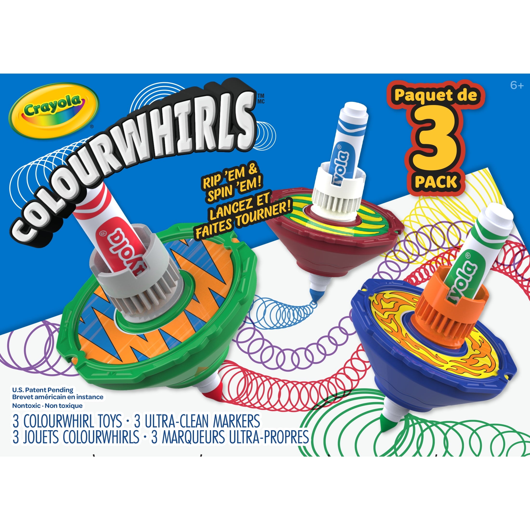 Crayola Colourwhirls Spin Art Toy with Washable Marker, 3 Ct Playset, Competition Game, Coloring Gifts for Kids Ages 6, 7, 8, 9