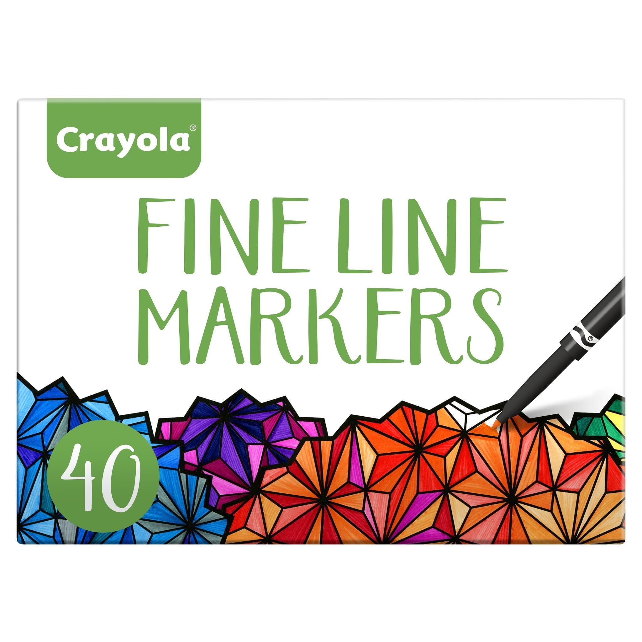 Crayola Fine Line Markers For Adults (40ct), Skinny Markers For Adult Coloring Books, Thin Marker Set, Aesthetic Art Supplies, Relaxing Activities, Gift