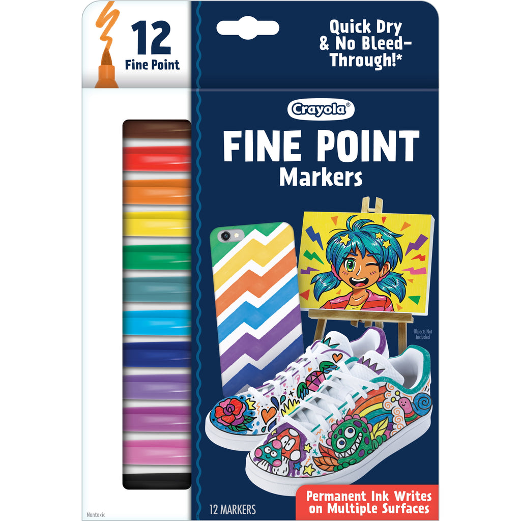 Crayola Fine Point Permanent Markers, Art Markers, Gifts for Teens, 12 Ct