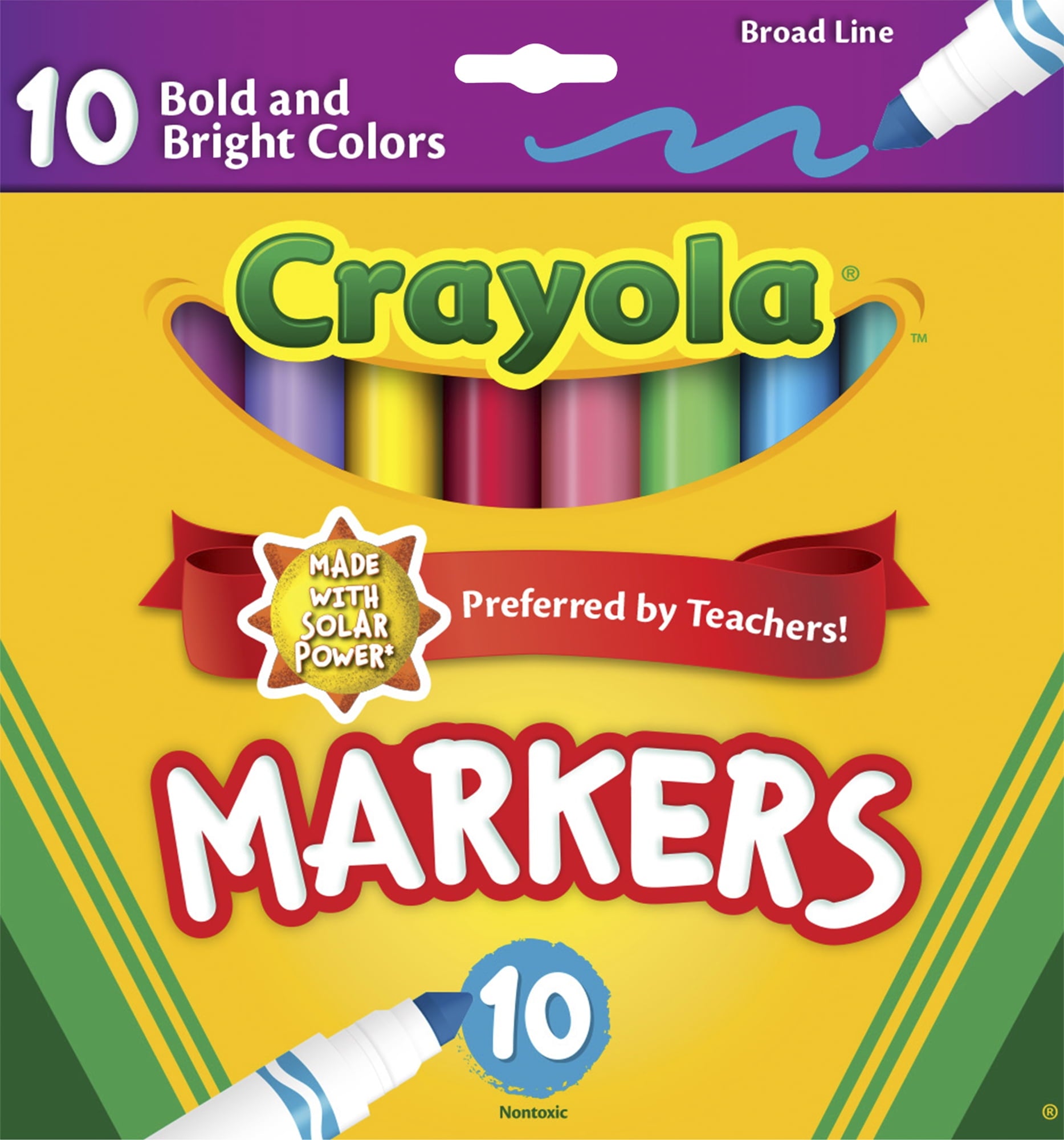 Crayola Original Broad Line Markers, Assorted Bright and Bold Colors, Set of 10