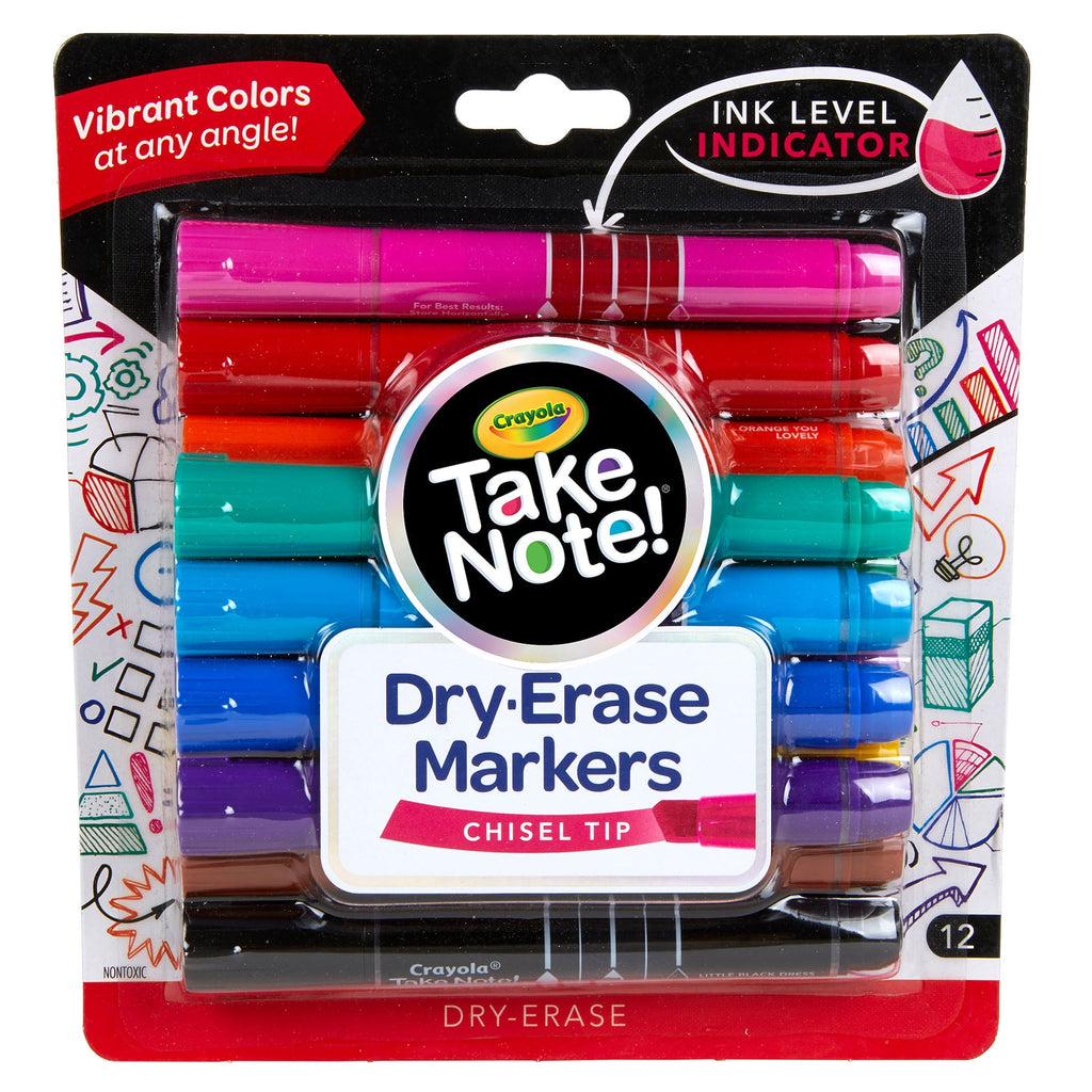 Crayola Take Note! Dry Erase Markers, Chisel Tip, 12 Count