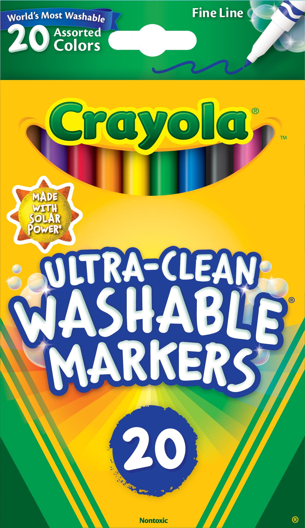 Crayola Ultra-Clean Washable Fine Line Markers, 20 Ct, School Supplies, Classroom Supplies for Teachers