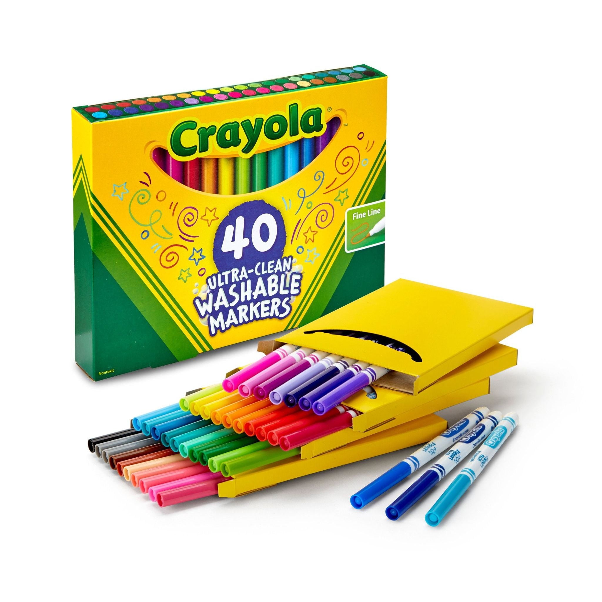 CrayolaUltra-Clean Washable Classic Markers, Fine Point - Classic Colors, 40 per Set
