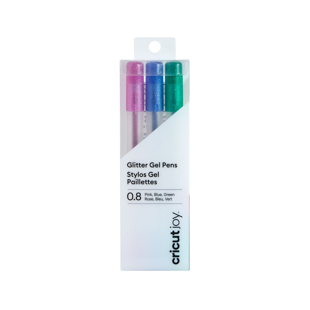 Cricut Joy Glitter Gel Pens 0.8, Pink/Blue/Green (3 count), Medium Point