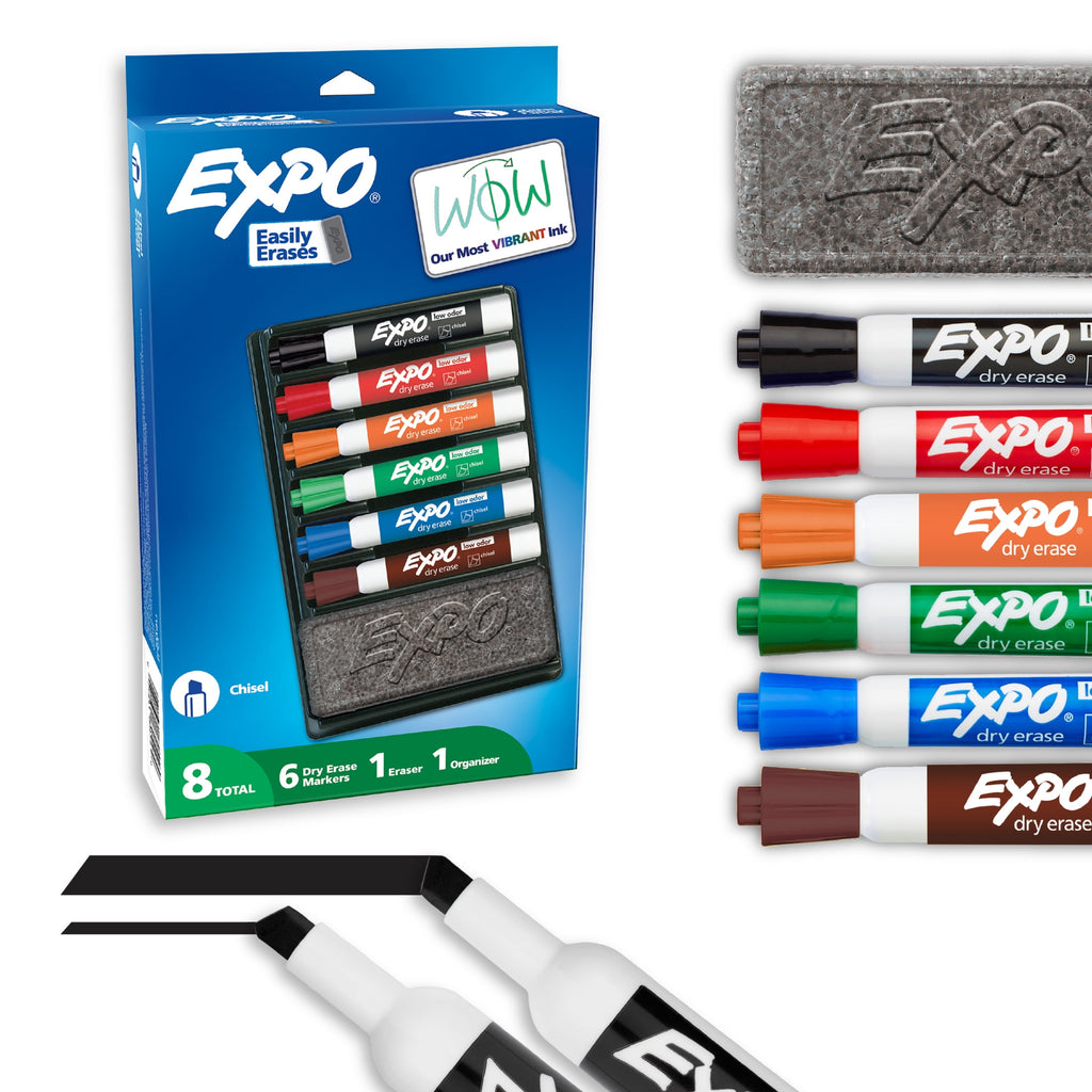 EXPO Dry Erase Markers Kit, Includes Eraser, Organizer, 8 Count
