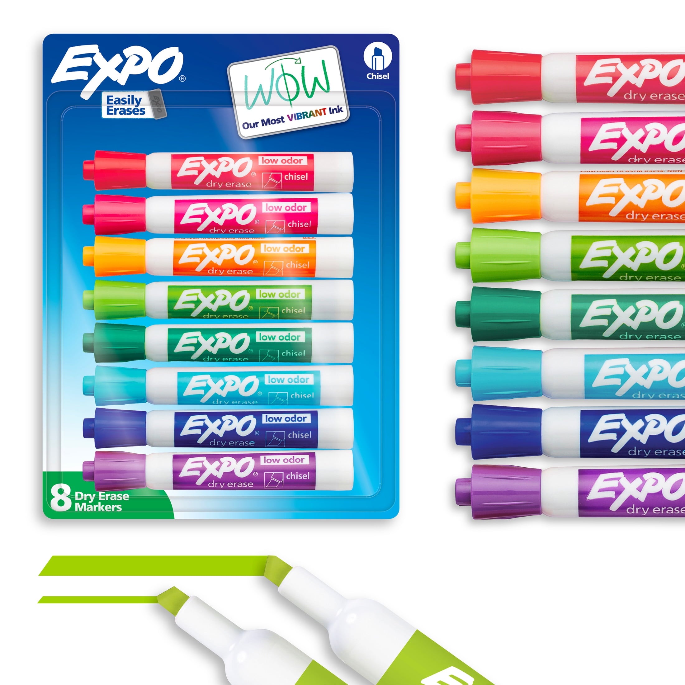 EXPO Dry Erase Markers, Chisel Tip, Assorted Colors, 8 Count