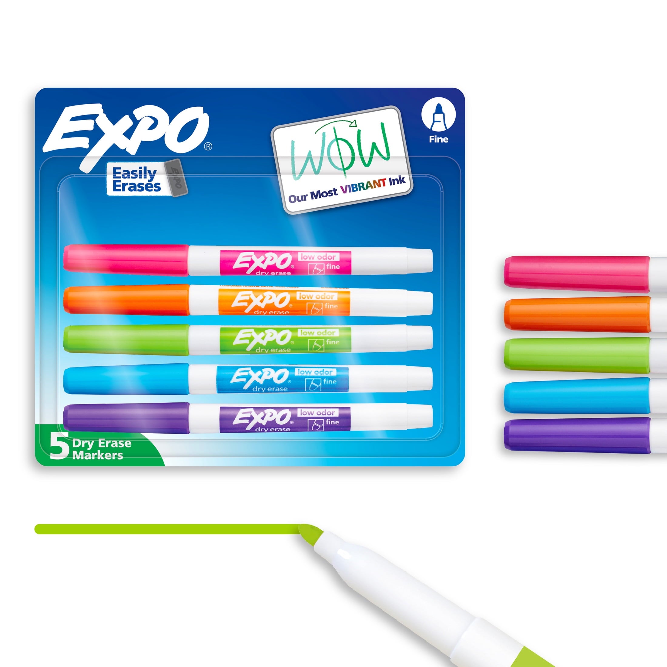 EXPO Dry Erase Markers, Fine Tip, Assorted Colors, 5 Count