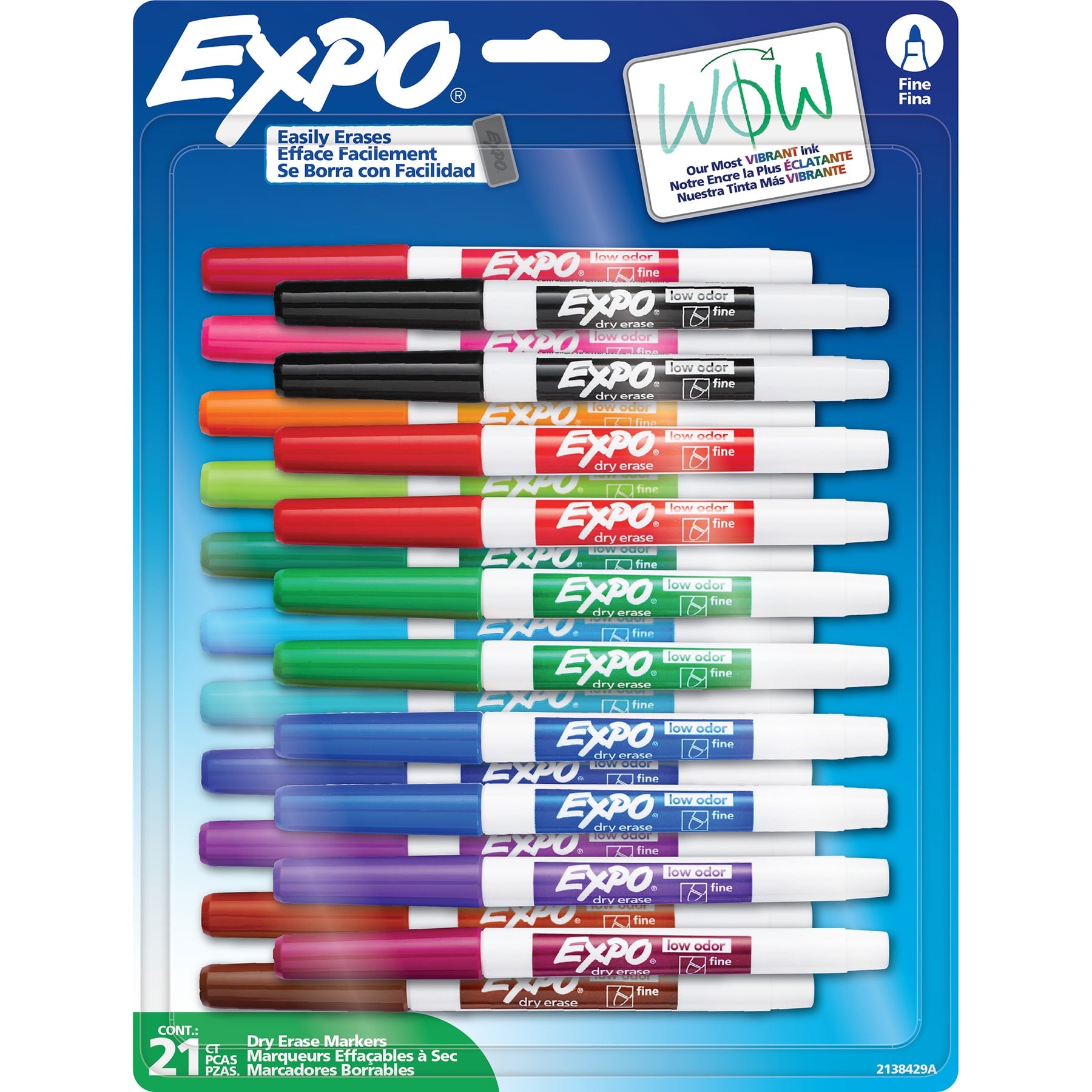 EXPO Dry Erase Markers, Whiteboard Markers with Low Odor Ink, Fine Tip, Assorted Vibrant Colors, 21 Count