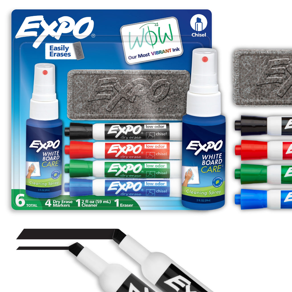 EXPO Dry Erase Markers Kit, Includes Eraser, Spray Cleaner, 6 Count